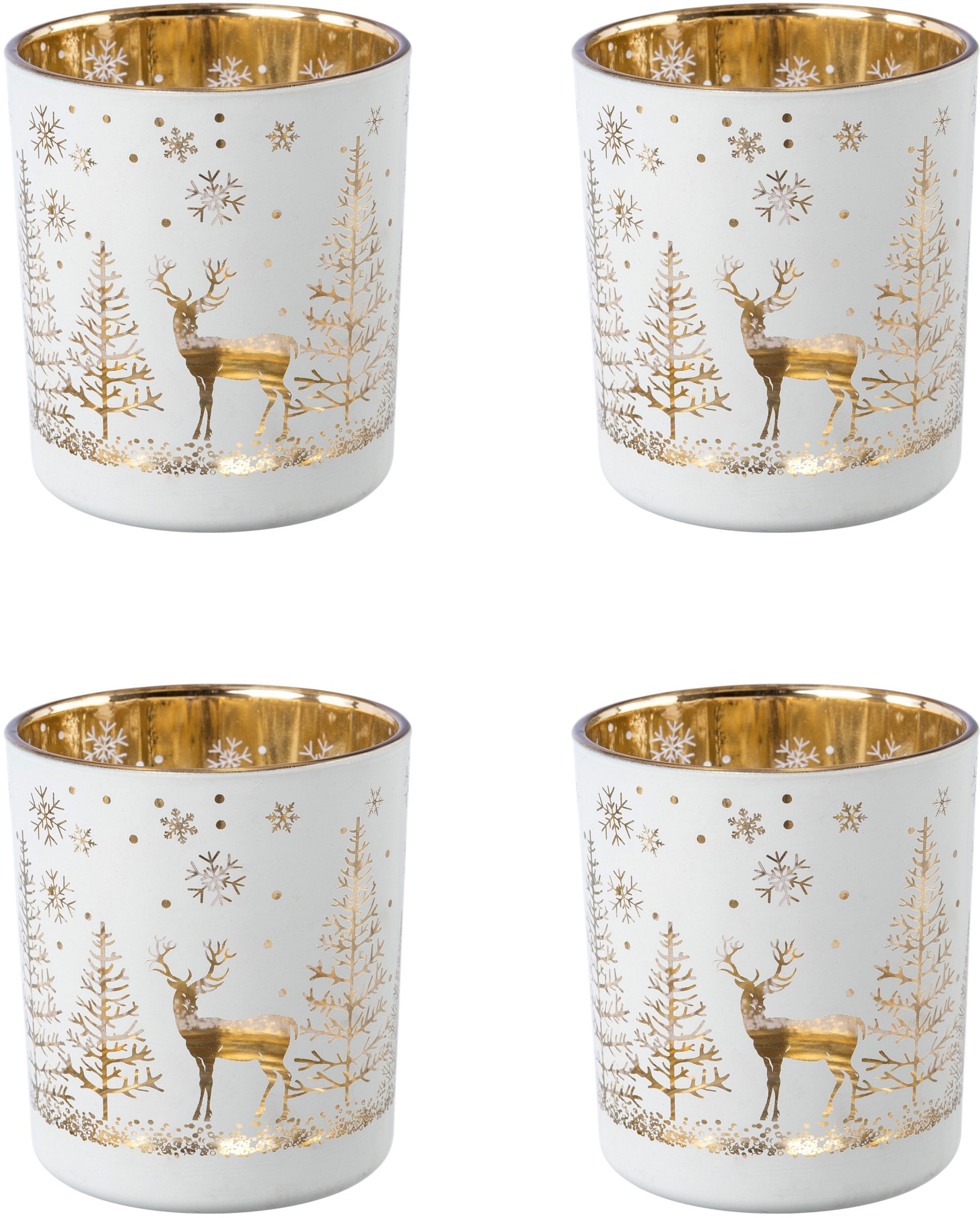 Creativ deco Teelichthalter »Weihnachtsdeko«, (4 mit | St.), kaufen goldfarbener online Innenseite Jelmoli-Versand