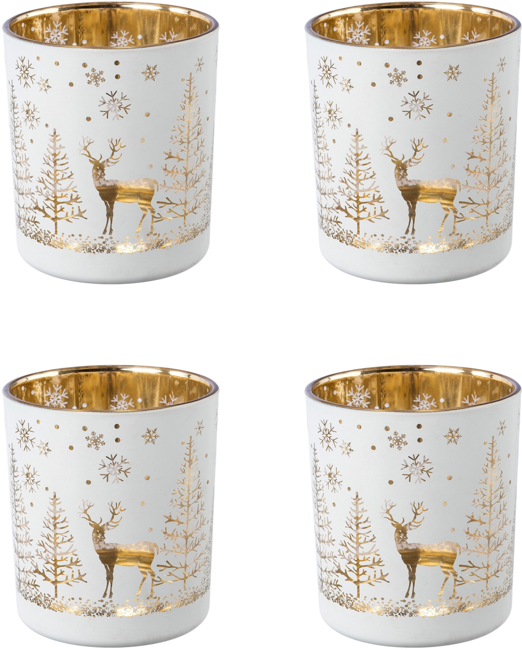 Creativ deco Jelmoli-Versand goldfarbener kaufen (4 online Innenseite Teelichthalter »Weihnachtsdeko«, | mit St.)