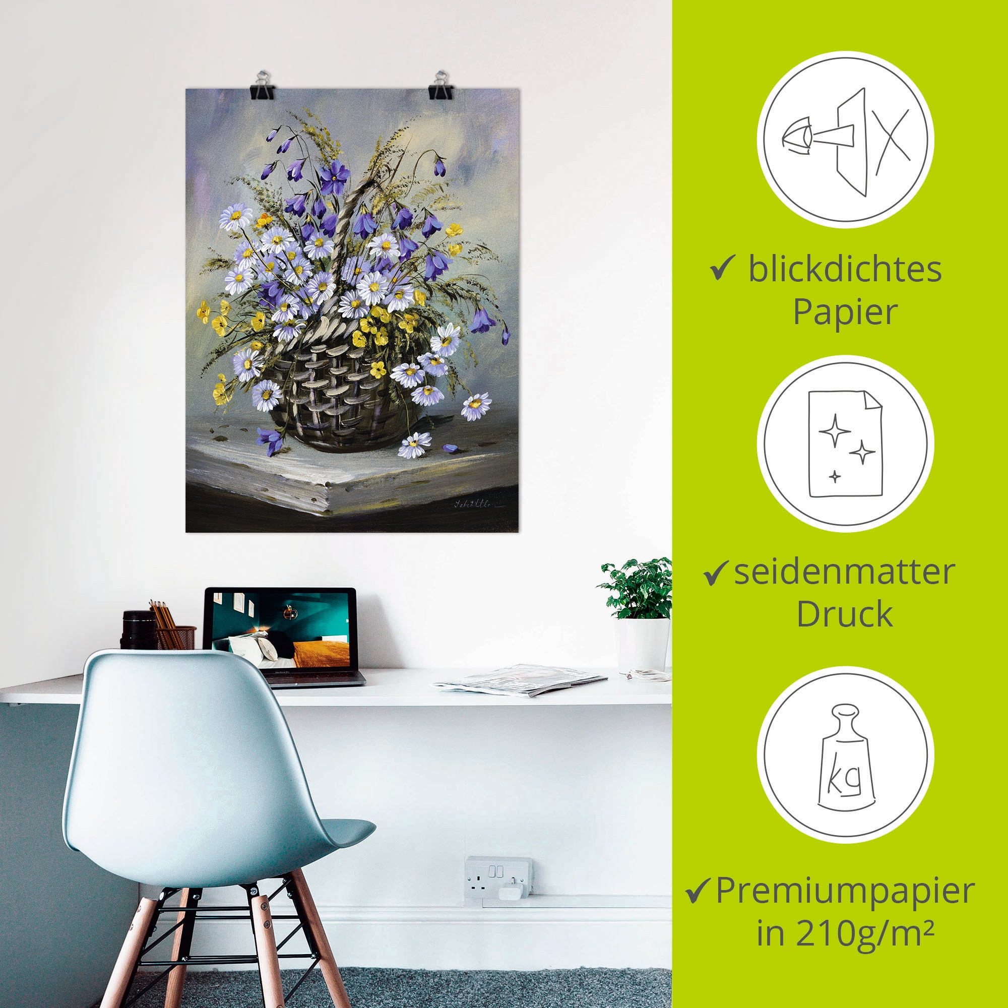 Artland Wandbild »Bunter Korb«, Blumen, (1 St.), als Leinwandbild, Poster in verschied. Grössen