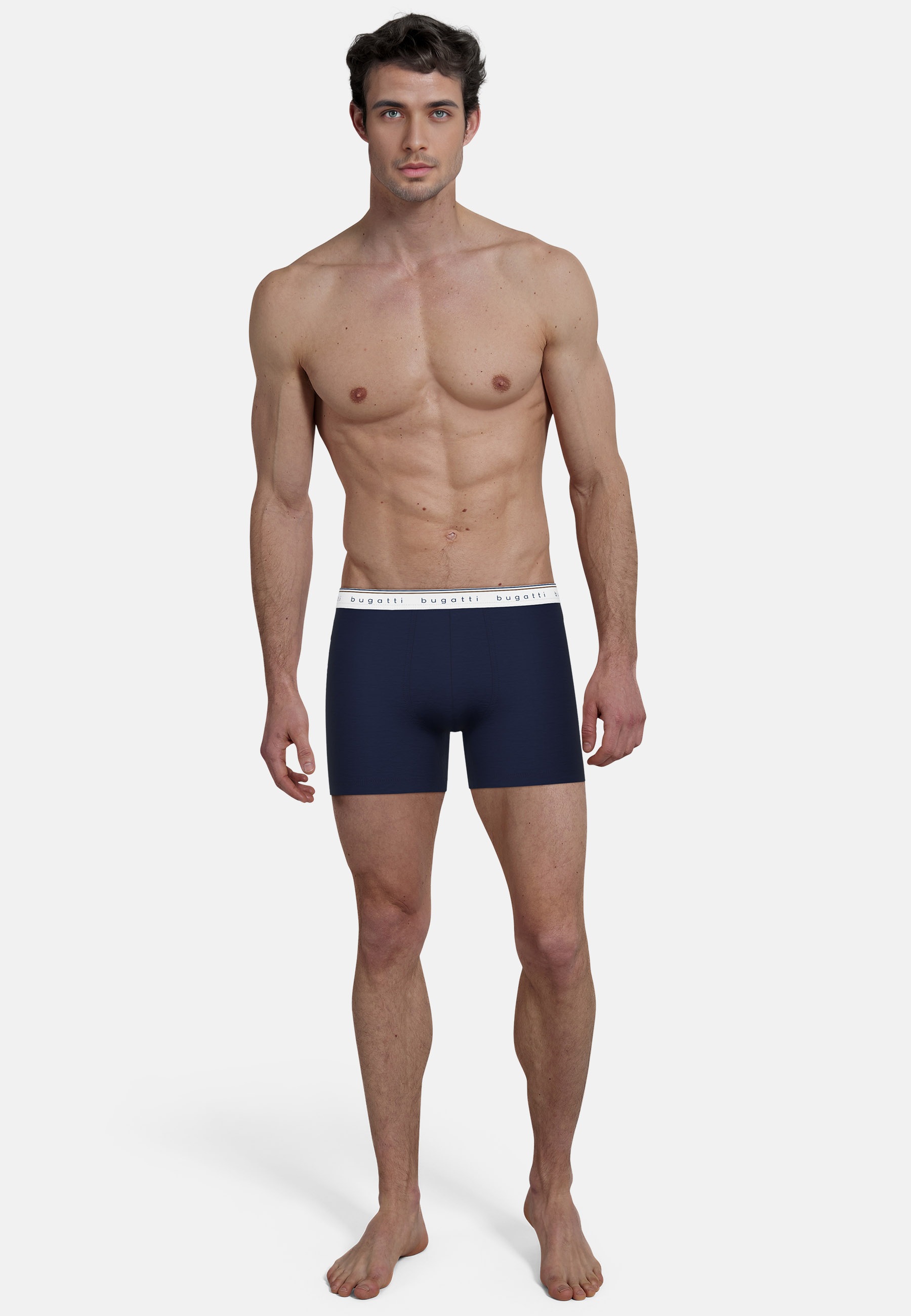 bugatti Boxershorts »Pisa«, (3er Pack), breiter Bund, mit Logo, atmungsaktiv, Baumwollmix, eng, basic