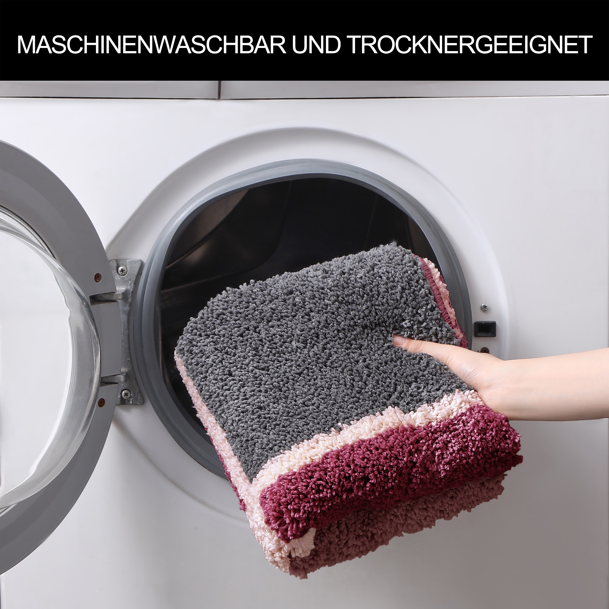 my home Badematte »Anna mit Kachelmuster, Badvorleger, Badezimmer Teppich, Duschvorleger«, rutschhemmend beschichtet, strapazierfähig, Badteppich, Hoch-Tief Effekt, Modern, Weich