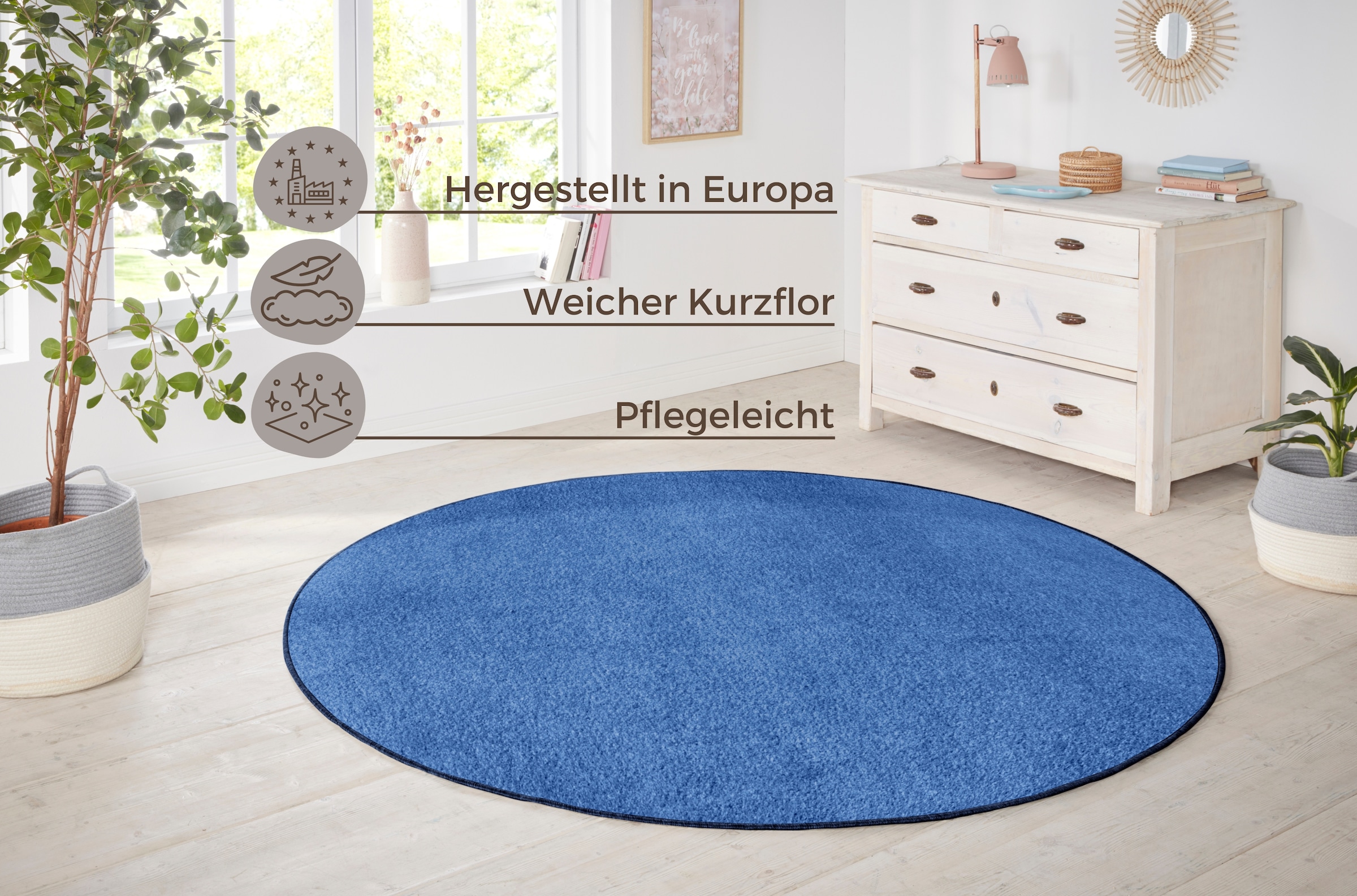 HANSE Home Teppich »Shashi«, rund, Kurzflor, Unifarben, Teppich, Weich, Esszimmer, Kinderzimmer, Flur