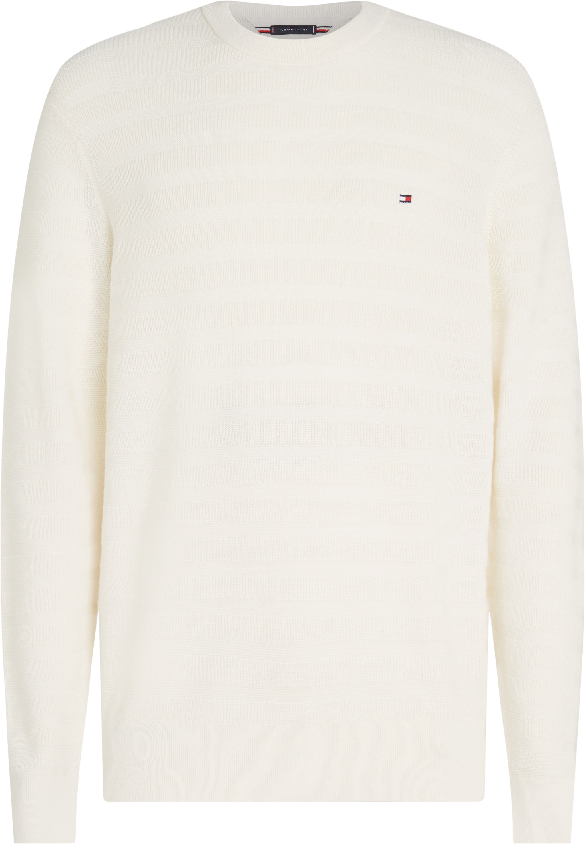 Tommy Hilfiger Rundhalspullover »STRIPE STRUCTURE«, regular fit, leicht überschnittene Schultern