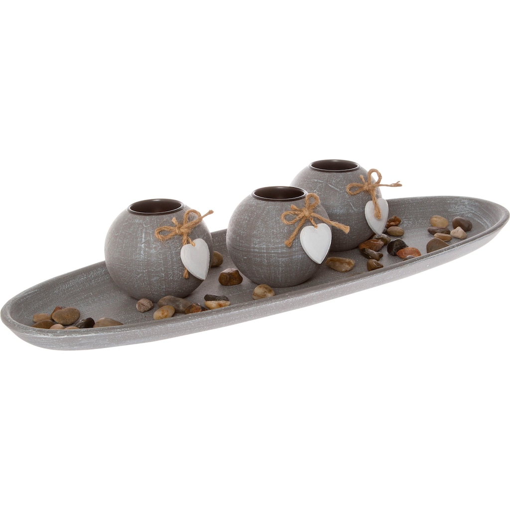 Myflair Möbel & Accessoires Teelichthalter mit Tablett »Teresa, grau«