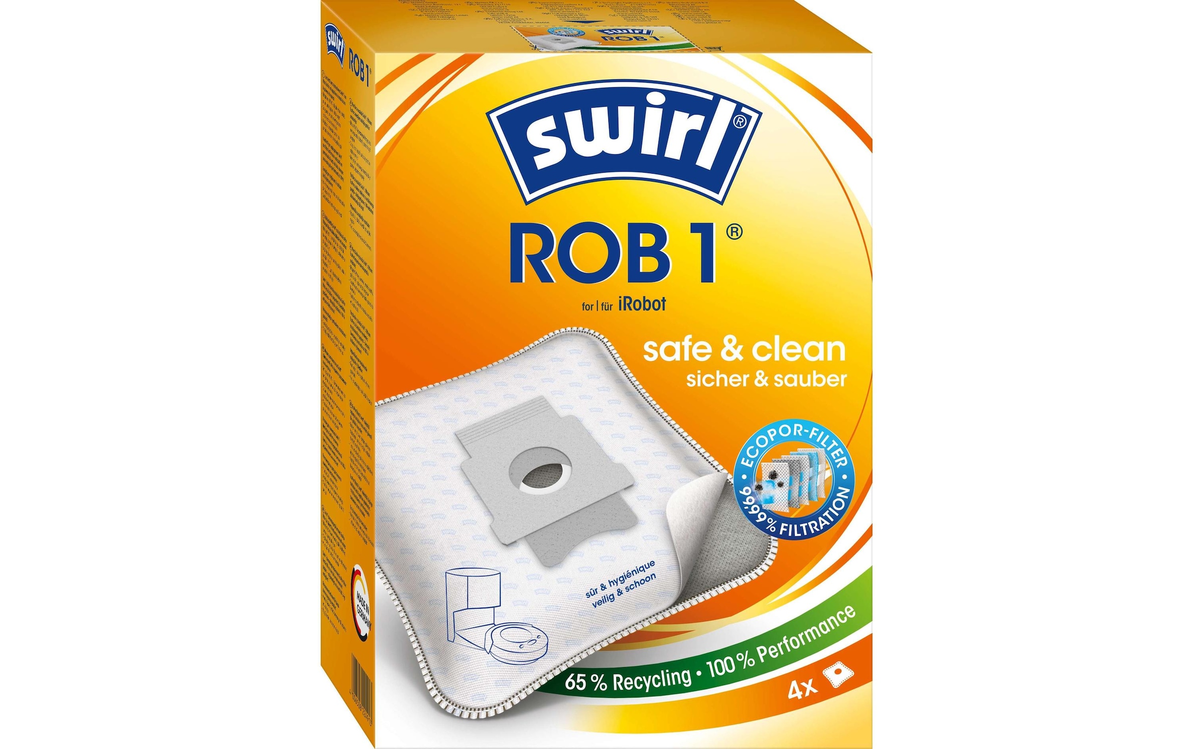 Swirl Staubsaugerbeutel »ROB 1 4 Stück«, (4 St.)