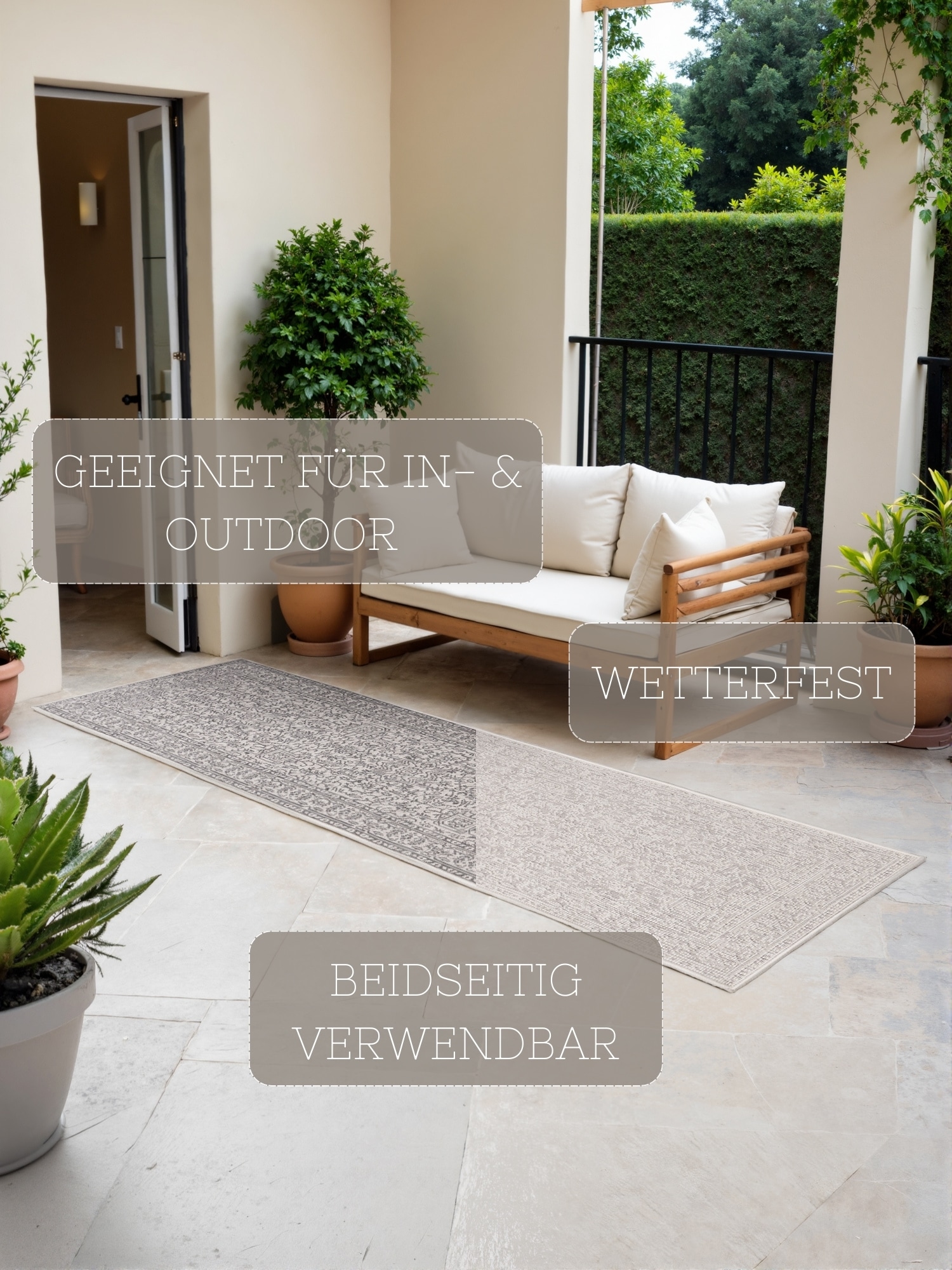HANSE Home Outdoorteppich »Kona Wendeteppich«, rechteckig, 5 mm Höhe, In und Outdoor, Flachgewebe, wetterfest, pflegeleicht, robust