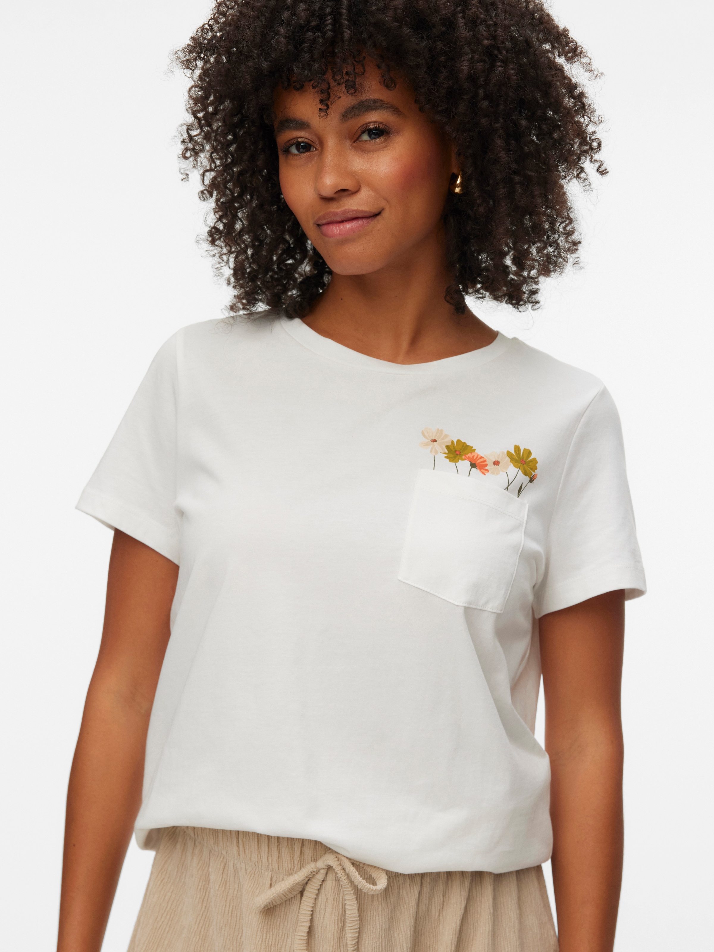 Vero Moda Kurzarmshirt "VMKARMA S/S O-NECK T-SHIRT JRS BTQ" Baumwolle, regular fit