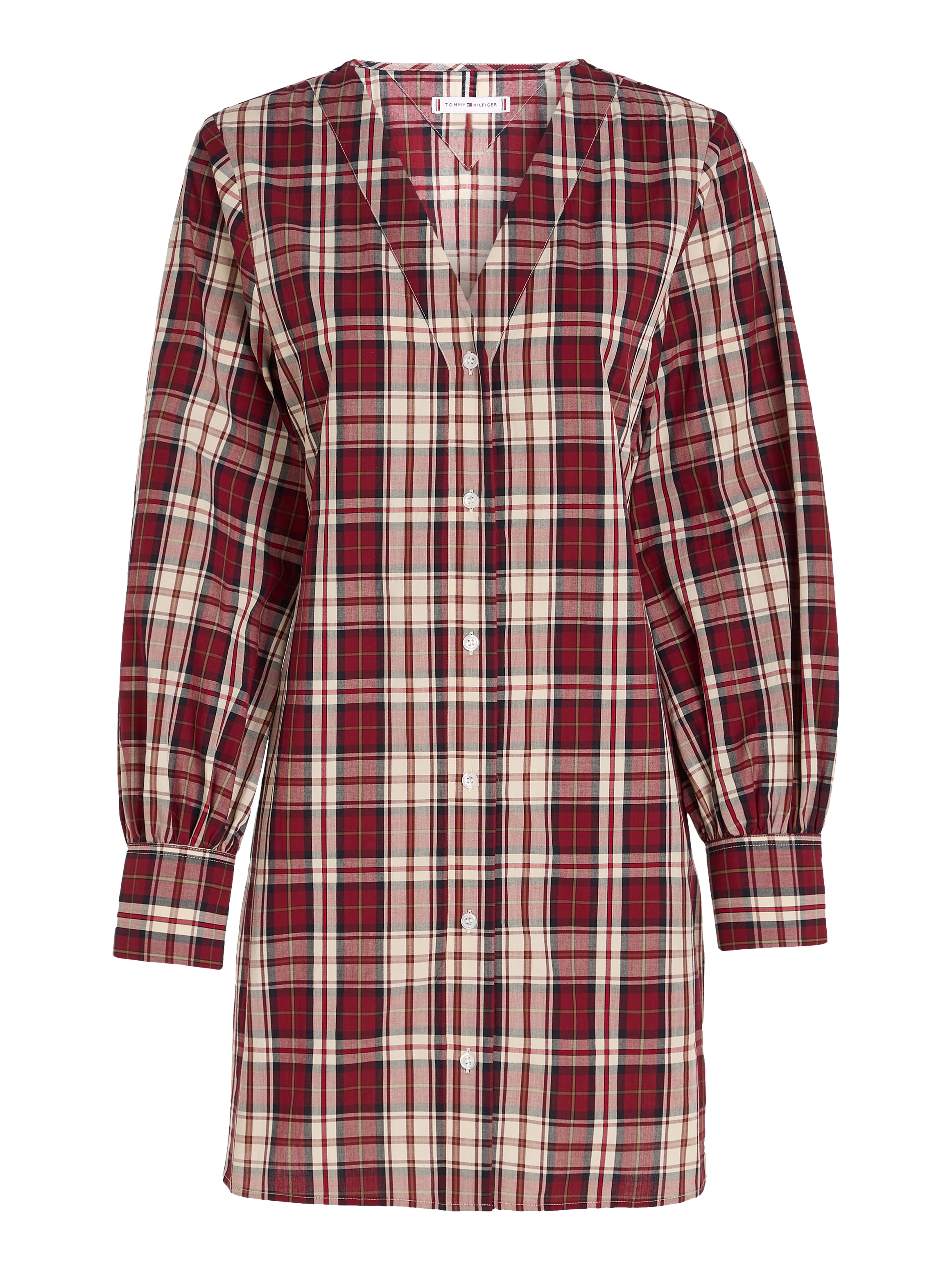 Tommy Hilfiger Blusenkleid »TARTAN CO V-NECK SHIRT DRESS«, mit  2-Knopf-Manschetten kaufen