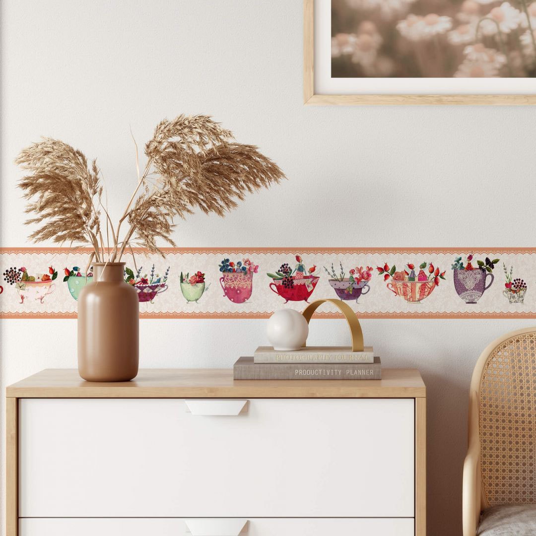 kaufen Wandtattoo (1 | Bordüre Jelmoli-Versand Wall-Art St.) online Tasse«, Blumen »Esszimmer