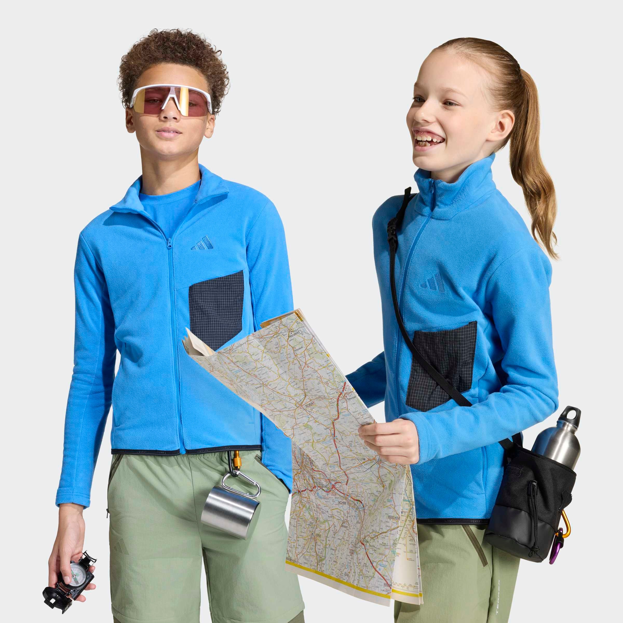 Adidas Terrex, Unisex, adidas TERREX Kapuzensweatshirt »K MT FZ FLEECE«, ray blau, 128, Warmes Fleece mit Climawarm Technologie für Komfort bei 