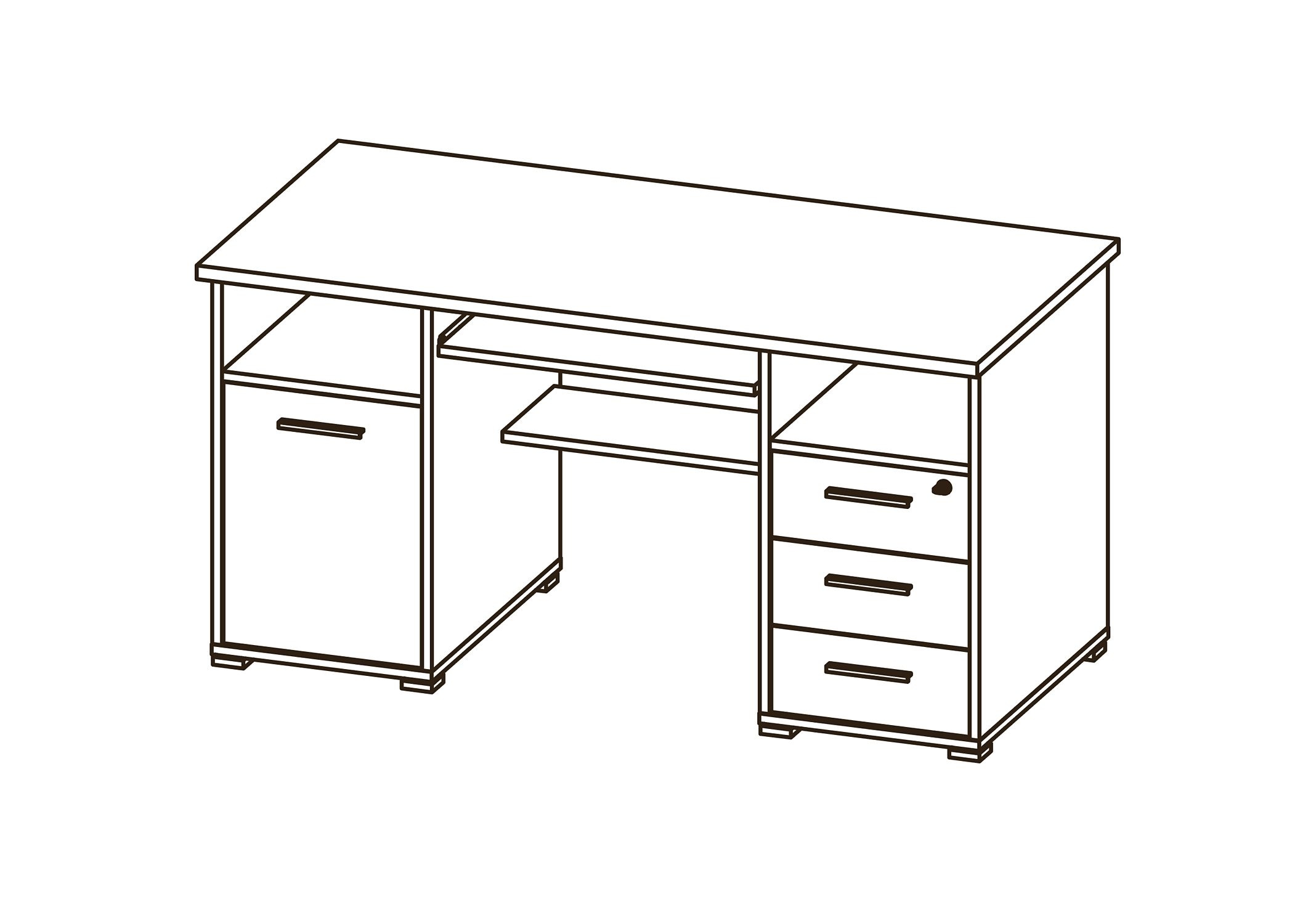 GERMANIA Computertisch »0484«, (Made in Germany), Schreibtisch mit Tastaturauszug & abschliessbarem Schubkasten, B.145 cm