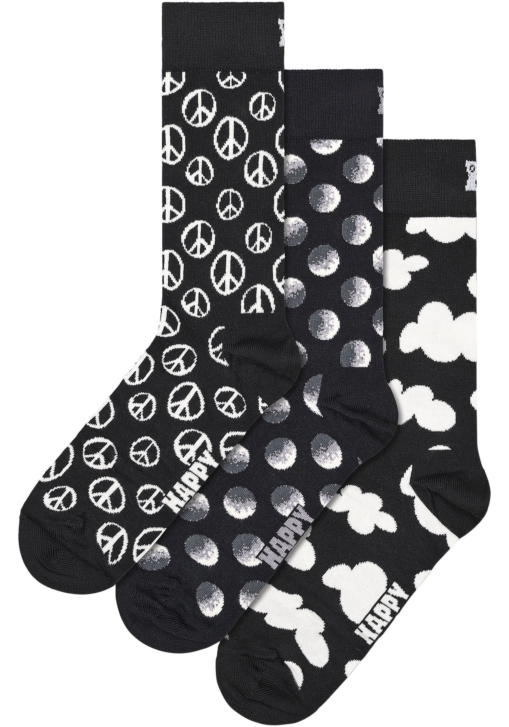 Happy Socks Socken, (Box, 3 Paar), Black & White Gift Set