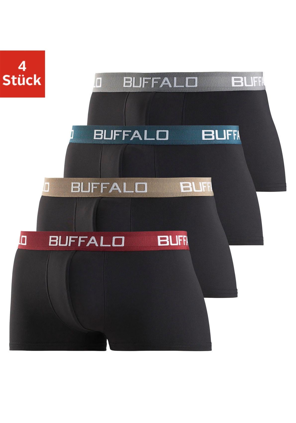 Buffalo Boxershorts, (Packung, 4 St.), in Hipster-Form mit Kontrastbund