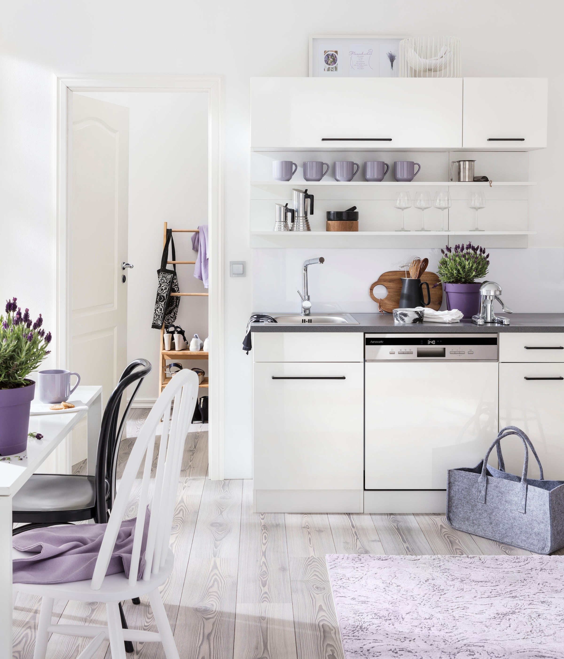 KOCHSTATION Klapphängeschrank »KS-Tulsa«, 50 cm breit, mit 1 Klappe, schwarzer Metallgriff, MDF Front