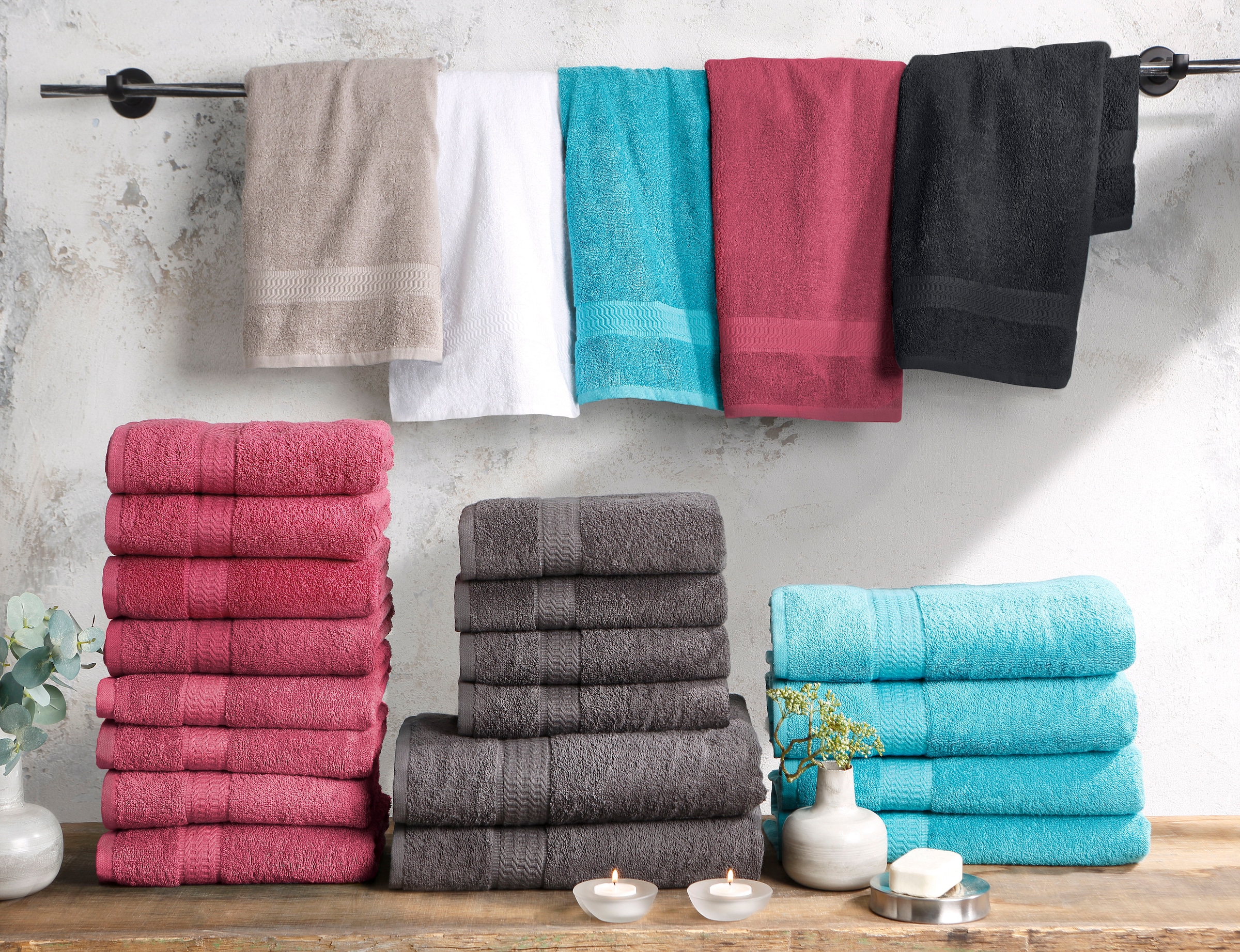 my home Handtuch Set »Juna«, online Uni-Farben, Baumwolle Bordüre, in Jelmoli-Versand 100% Set, 6 mit tlg., Handtuch-Set, Handtücher | kaufen Walkfrottee