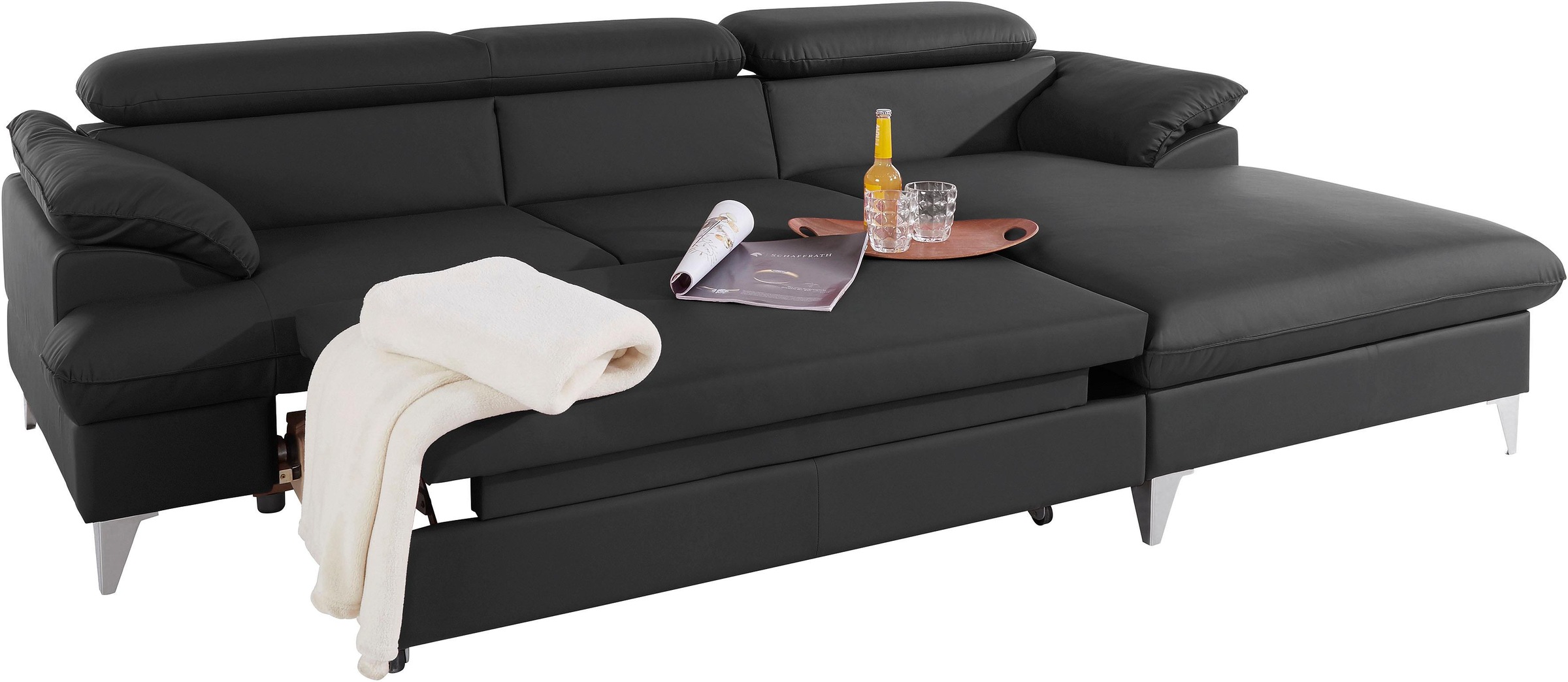 COTTA Ecksofa »Caluso L-Form«, mit Kopfteilverstellung, wahlweise mit Bettfunktion & Bettkasten