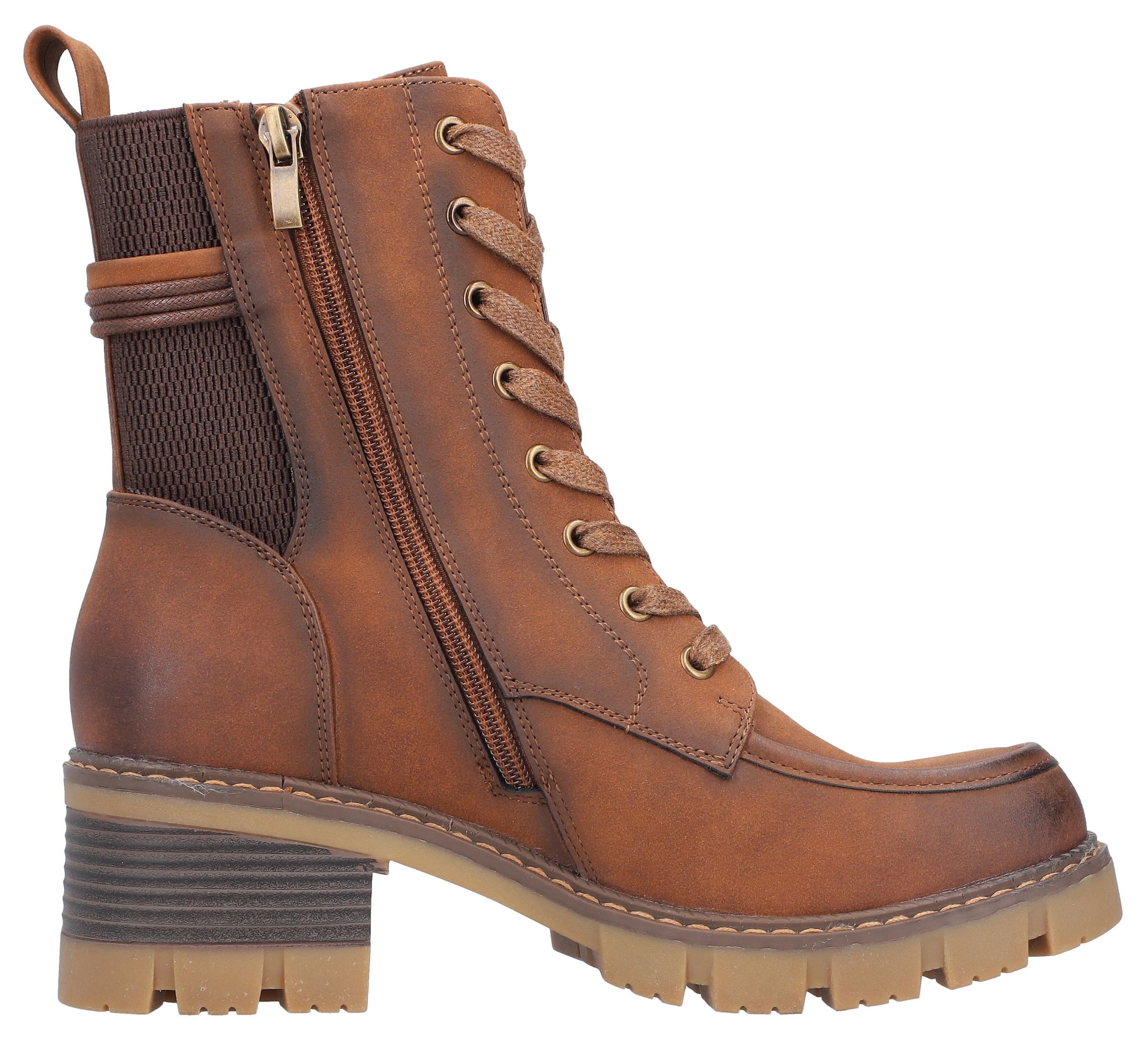 Rieker Winterstiefelette, Schnürboots, Stiefelette, Blockabsatz, mit Reissverschluss