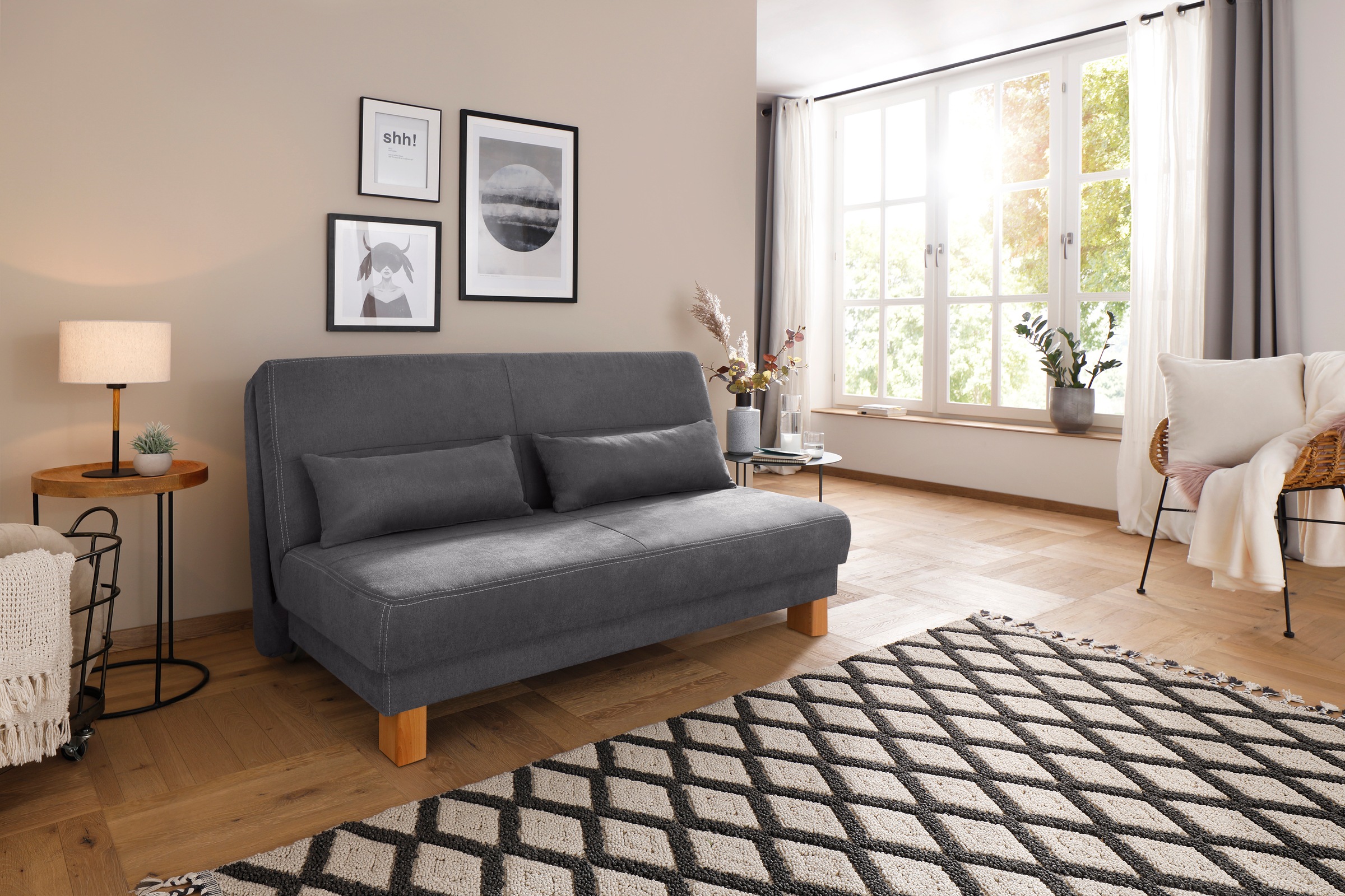 Home affaire Schlafsofa »Gina«, vom Sofa zum Bett mit einem Handgriff, in 4 Breiten, Nierenkissen