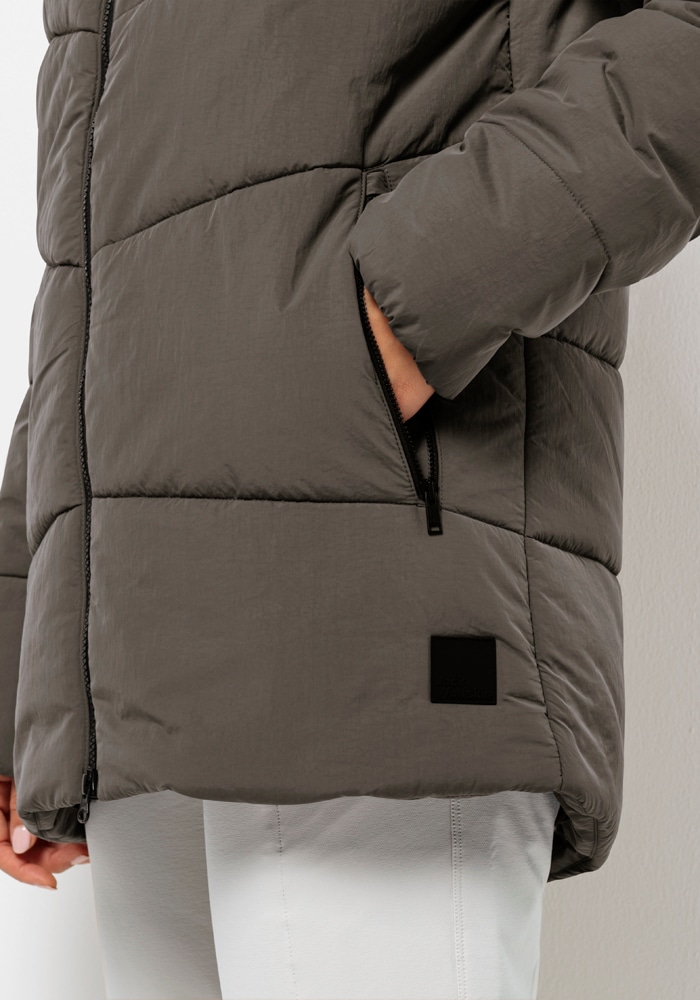 Jack Wolfskin Funktionsjacke »KAROLINGER LONG JKT W«, mit Kapuze