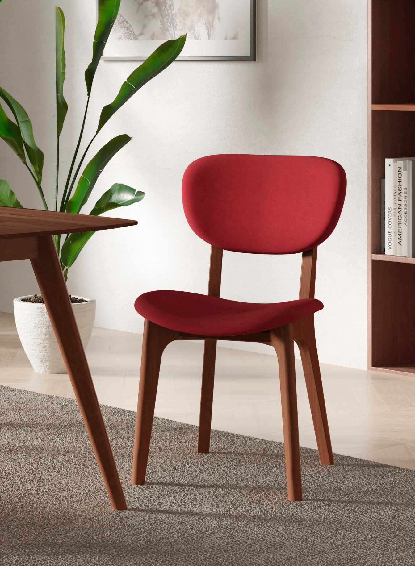 Home affaire Stuhl "COZY Made in Italy" (Set) 2 Stk.Gestell in Buche, Kirsch- oder Nussbaum, Massivholz, Design Stuhl