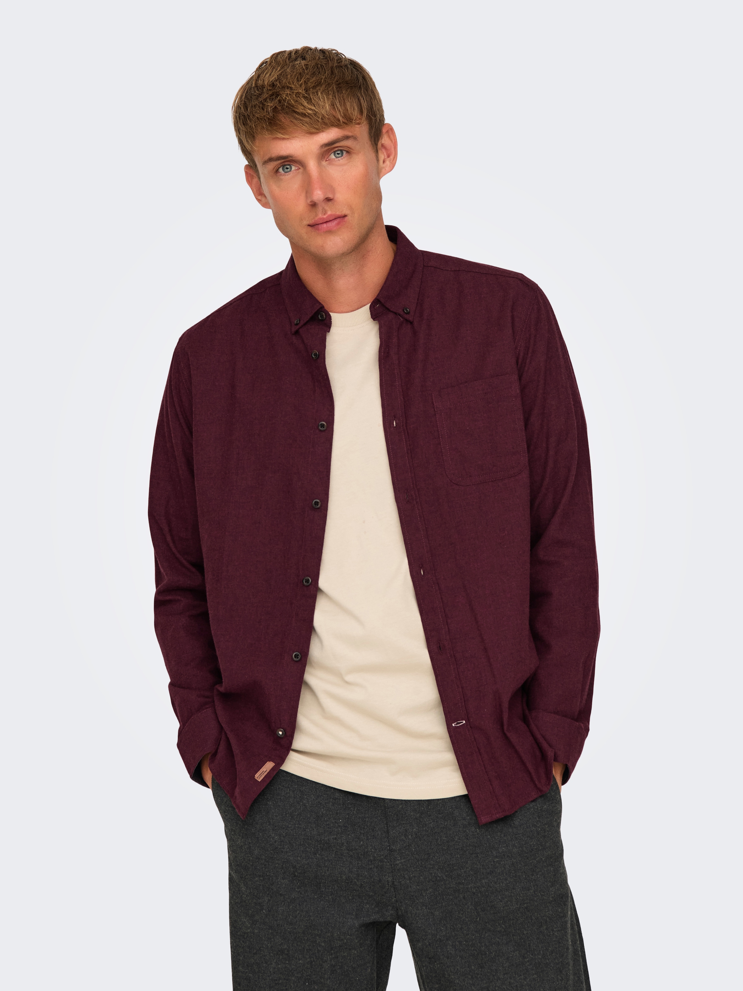 ONLY & SONS Langarmhemd »ONSROAD LIFE REG MELANGE LS SHIRT NOOS«