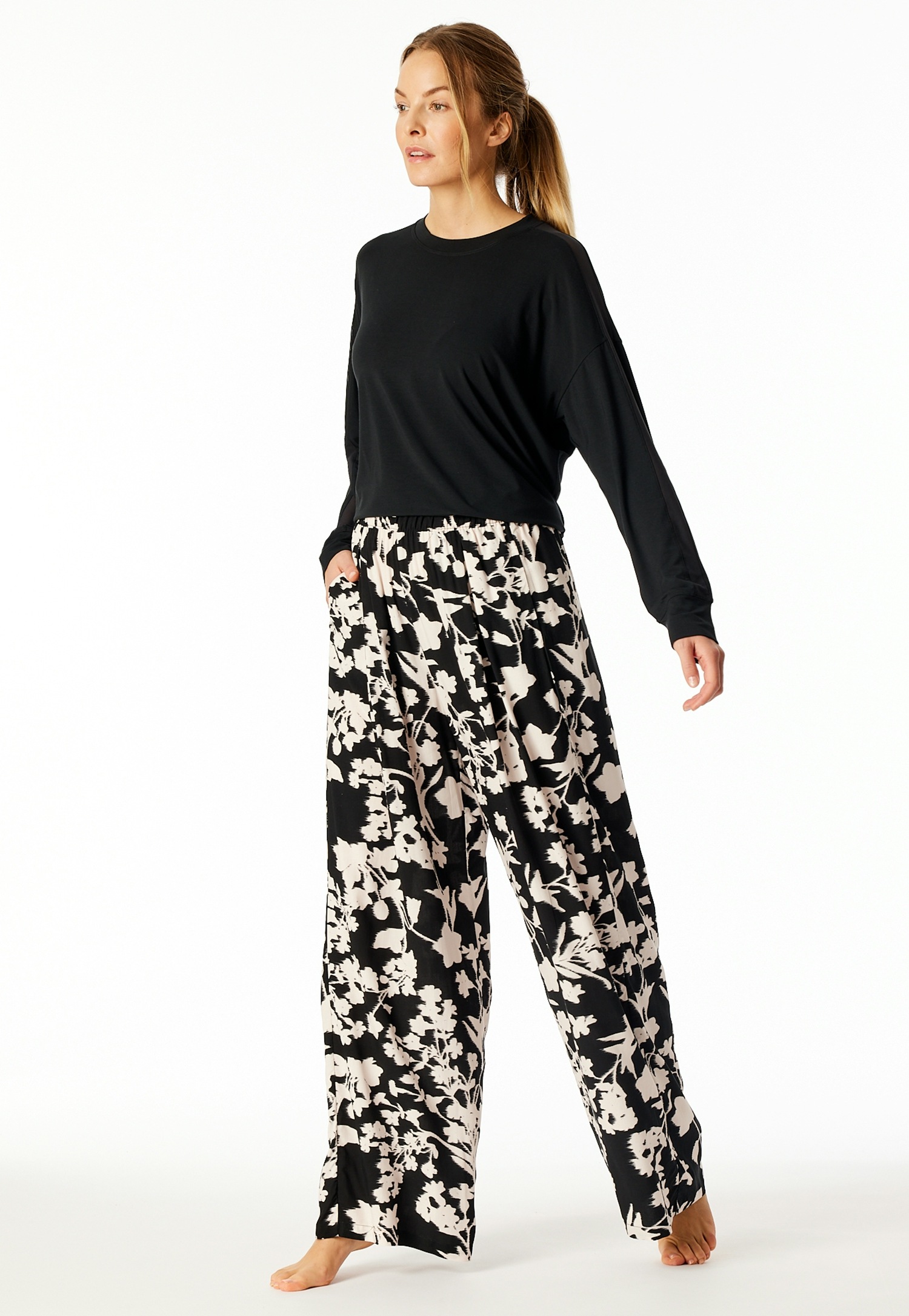 Schiesser Loungehose »Mix + Relax«, elastischer Bund, Viskose, seitliche Taschen, weites Bein