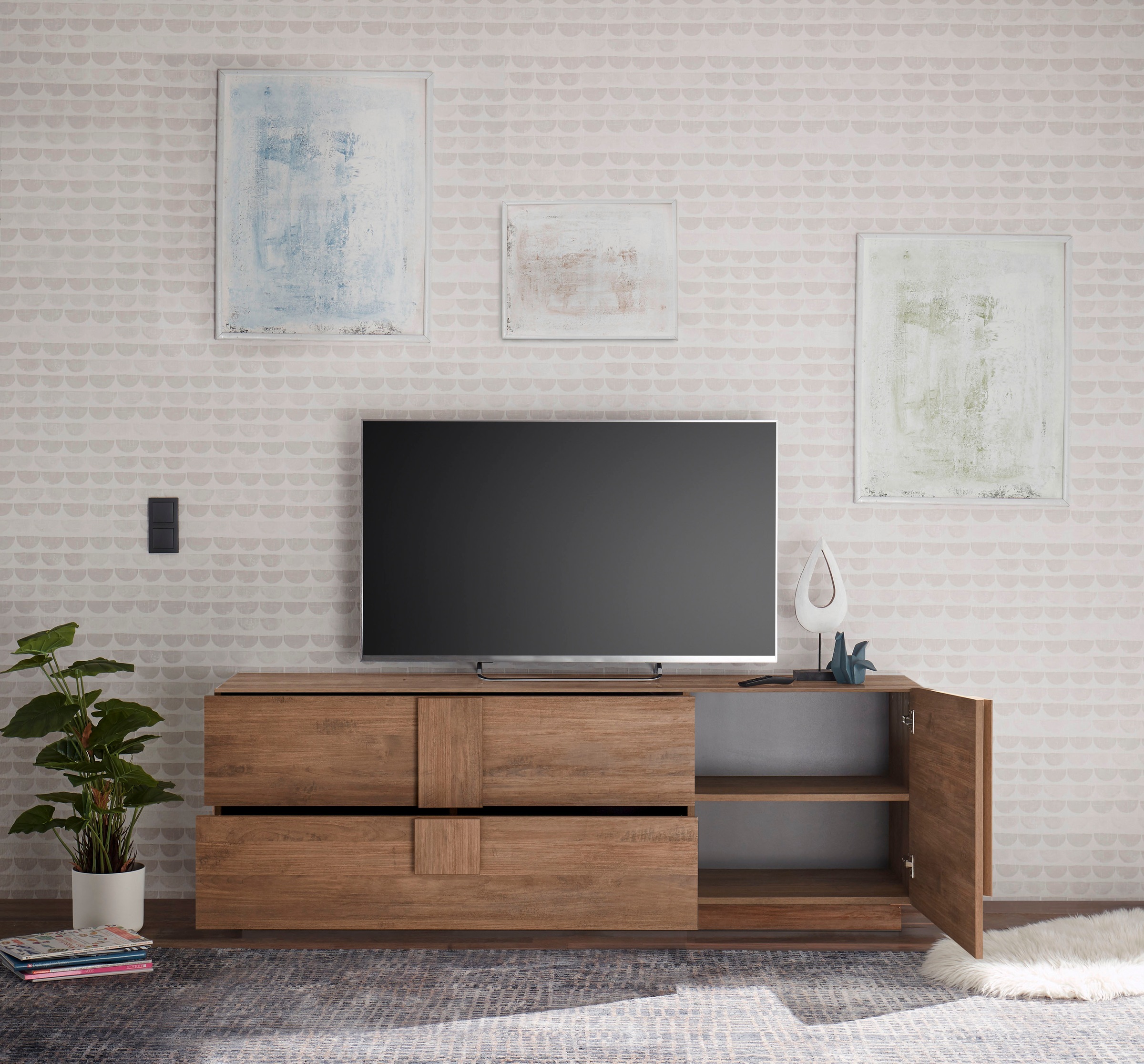 INOSIGN Lowboard »Jupiter, TV-Bank«, Breite 181 cm mit 2 Schubkästen