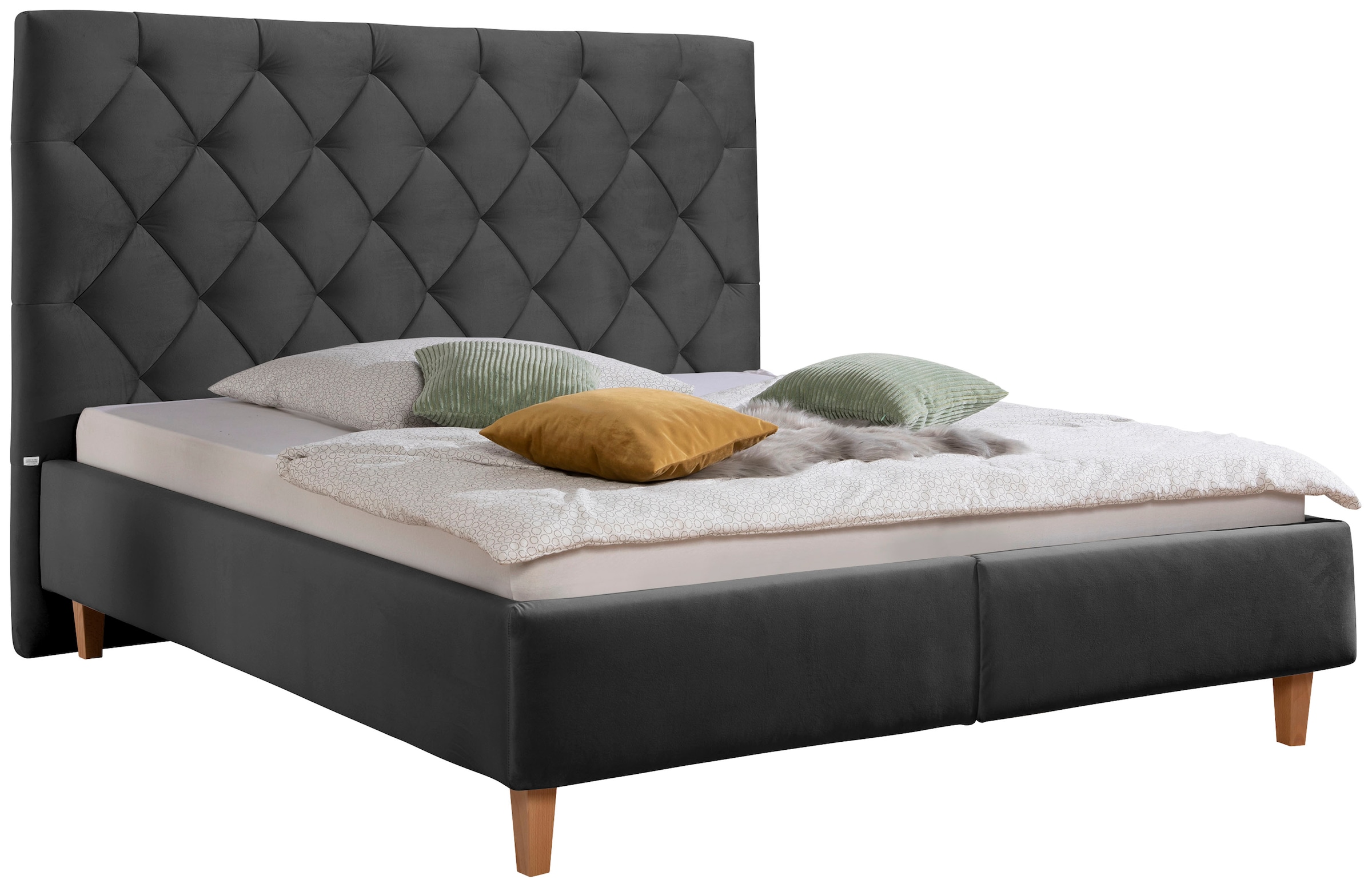 Guido Maria Kretschmer Home&Living Polsterbett »Sunley 140«, Kreuzsteppung, Kopfteilhöhe 142 cm, ohne oder mit Matratze/Lattenrost