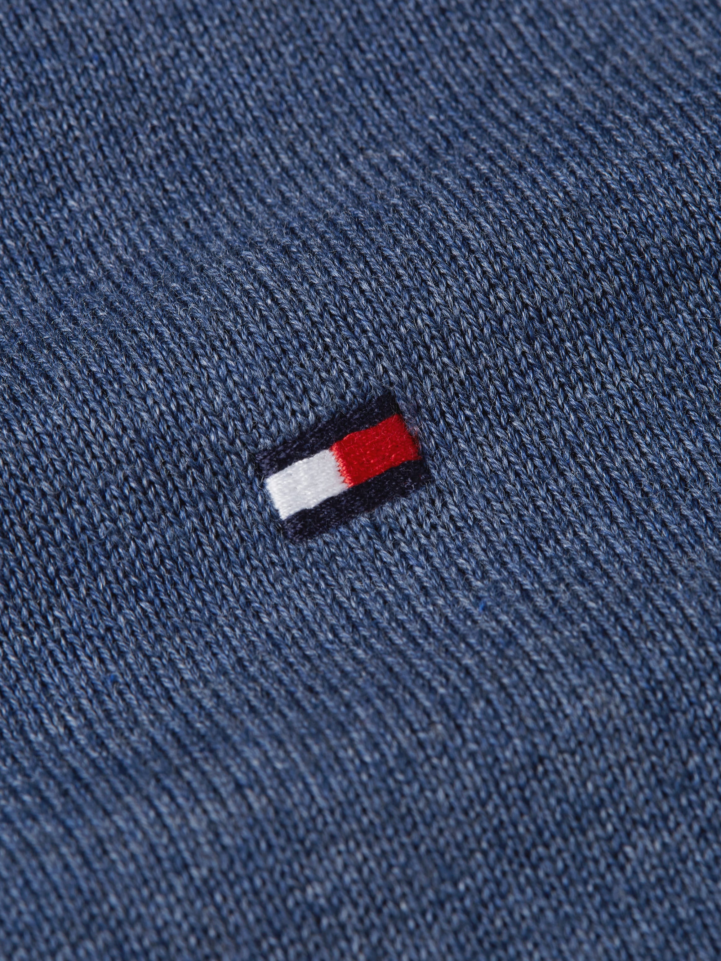 Tommy Hilfiger Strickpullover »ESSENTIAL COTTON V NECK mit V-Ausschnitt und Stickerei«, unifarben, casual, regular fit, Baumwolle, V-Ausschnitt