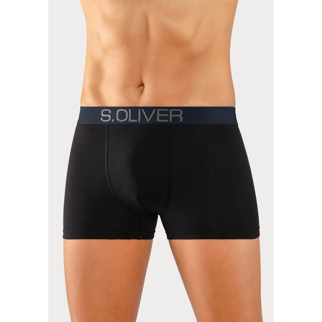 s.Oliver Boxer »Boxershorts für Herren«, (Packung, 4 St.), mit kontrastfarbenem Webbund