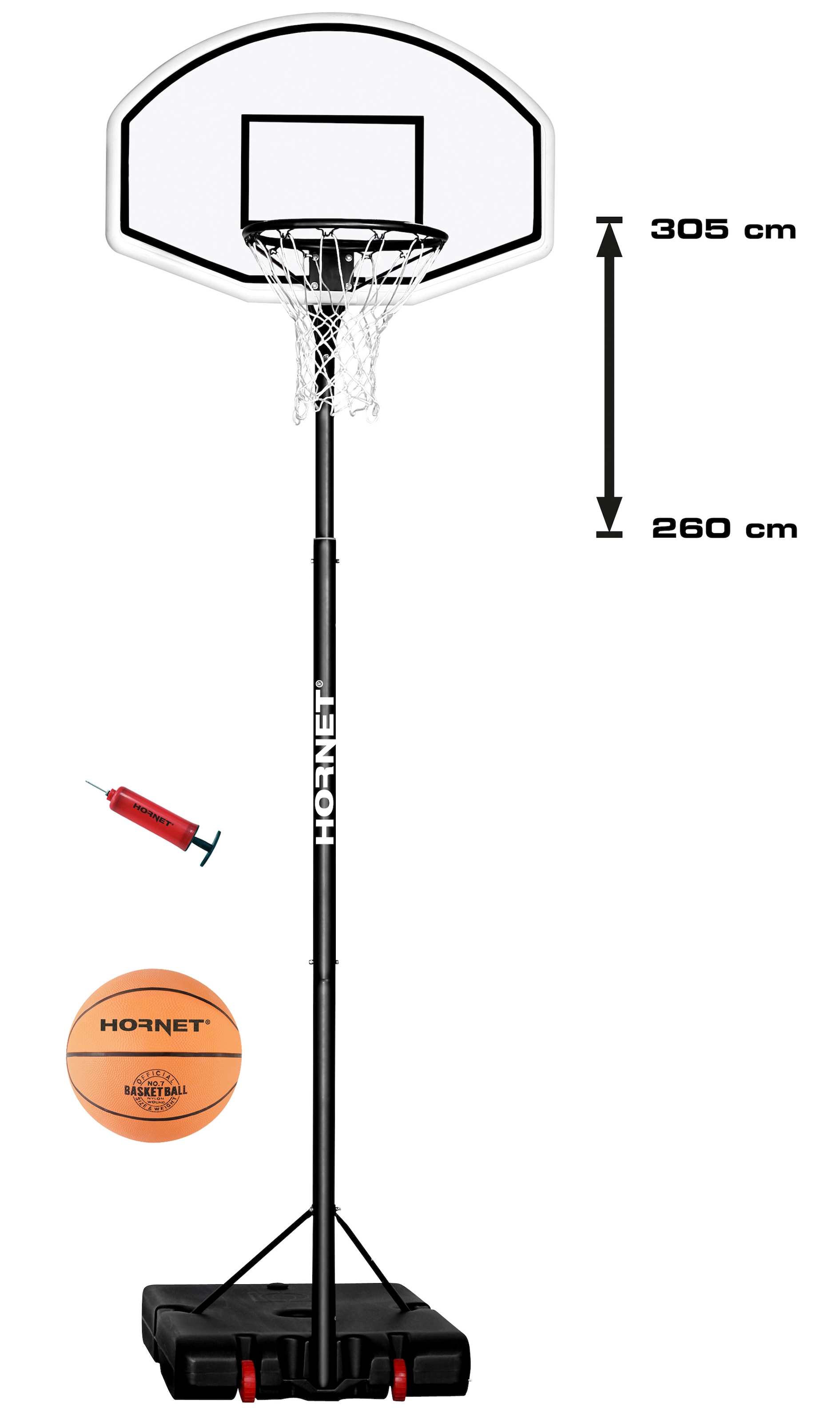 Hornet by Hudora Basketballständer höhenverstellbar und »Hornet | 305 305«, günstig Ball bis cm (Set, mit St., Pumpe), 3 Basketballständer shoppen mobil, Jelmoli-Versand