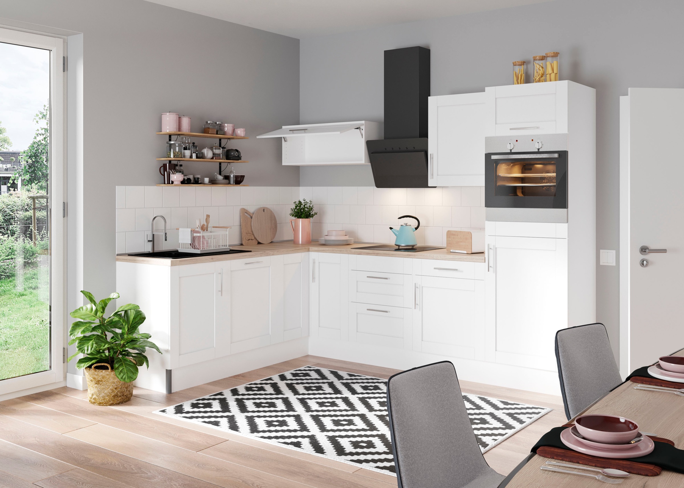 OPTIFIT Küche "Ahus" 200 x 270 cm breit, wahlweise mit E-Geräten, Soft Close Funktion