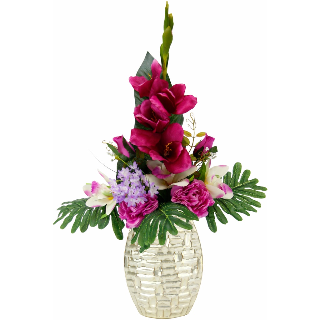 I.GE.A. Kunstpflanze »Arrangement Gladiole / Rosen in Vase«