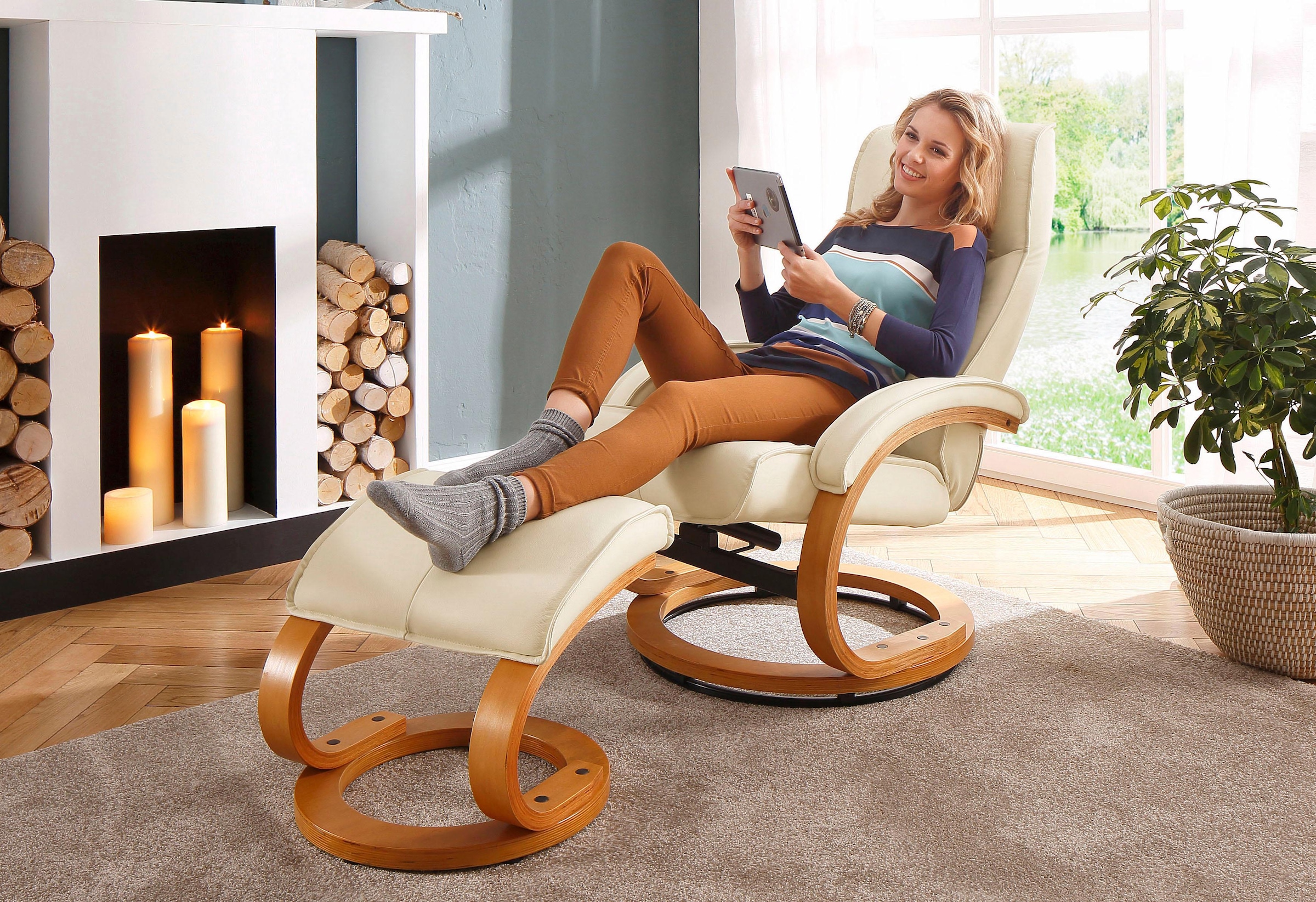 mit und aus passendem | Home Relaxsessel Jelmoli-Versand St., Hocker), kaufen Hocker 2 »Paris«, affaire Sessel online bestehend (Set,