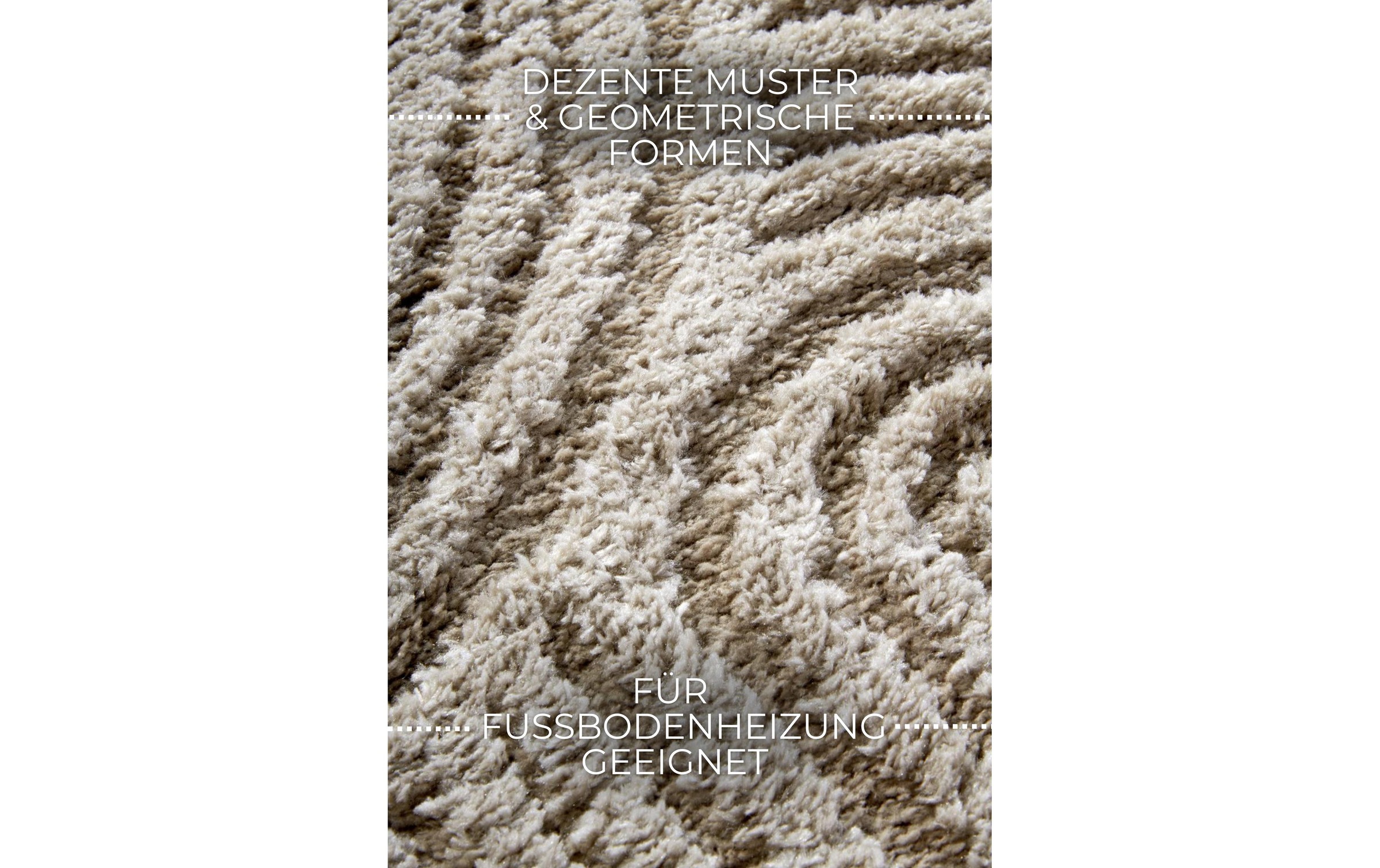 THE RUGS Chappe High Pile Rug Runner Soft Geometric Polyester Shaggy Rug in Beige | Size: 80cm x 120cm