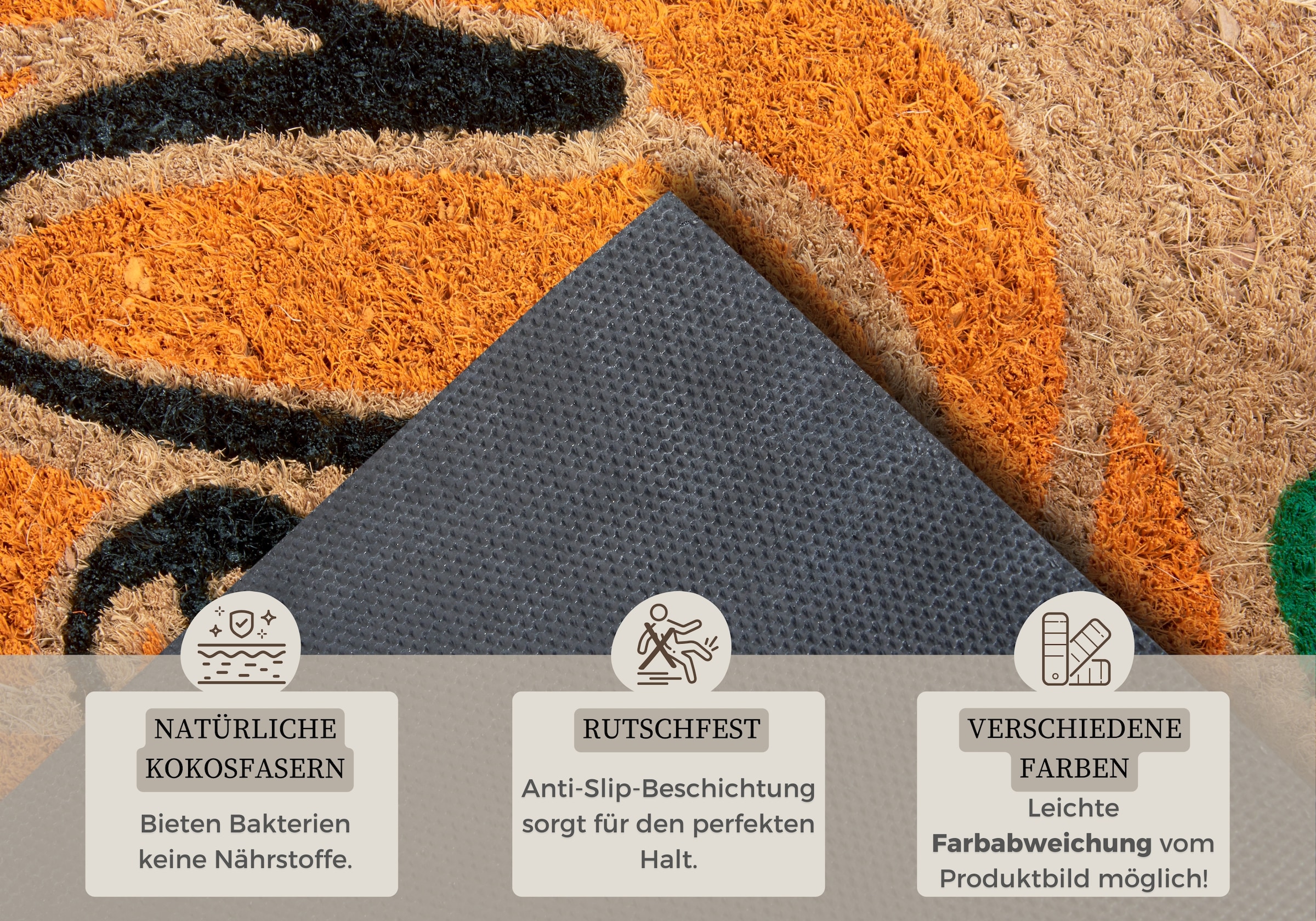 HANSE Home Fussmatte »Mix Mats Kokos Welcome Pumpkin, Türmatte«, rechteckig, 15 mm Höhe, Kokos, Schmutzfangmatte, Outdoor, Rutschfest, Innen, Kokosmatte, Flur