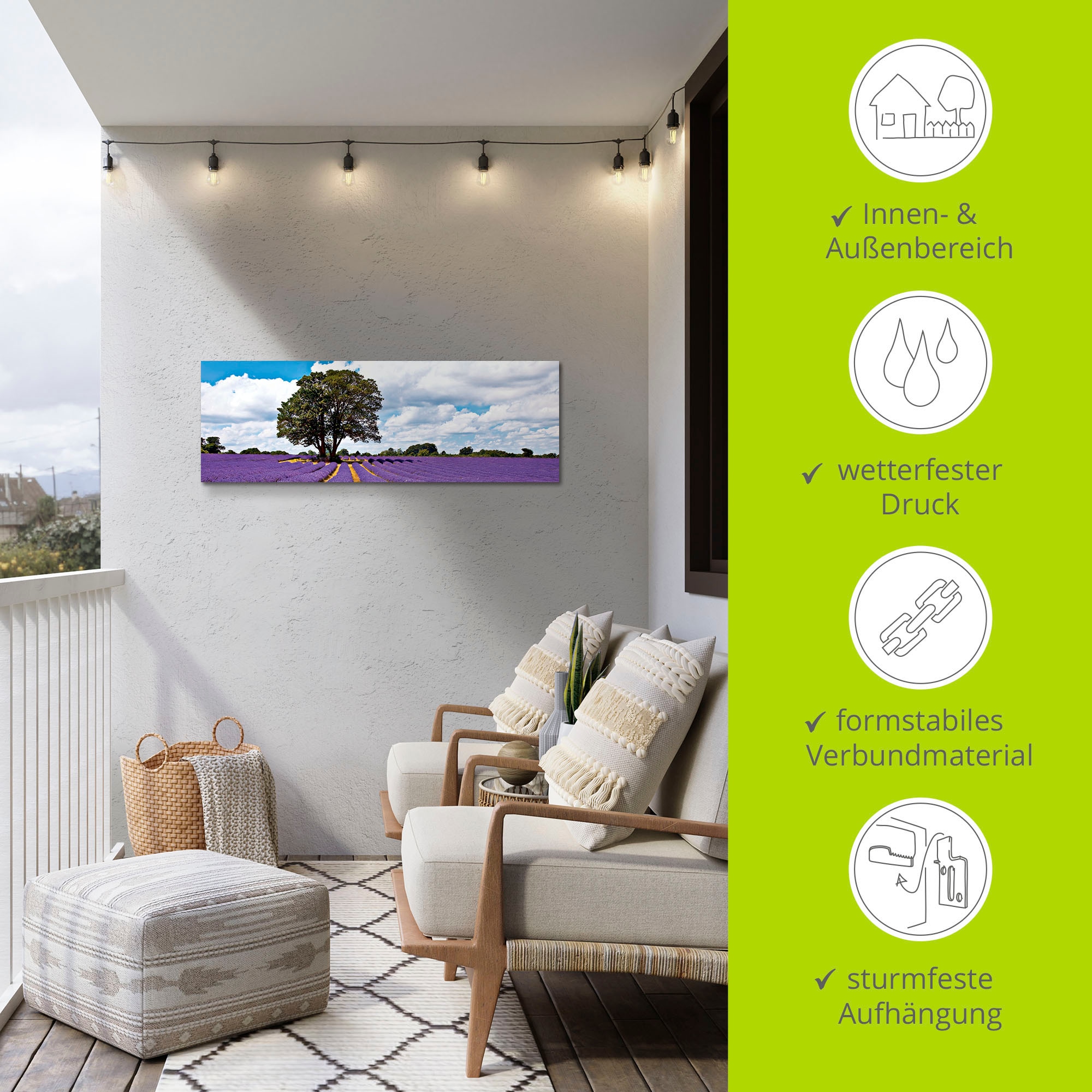Artland Wandbild »Schönes Lavendelfeld im Sommer«, Felder, (1 St.), als Alubild, Outdoorbild, Leinwandbild in verschied. Grössen