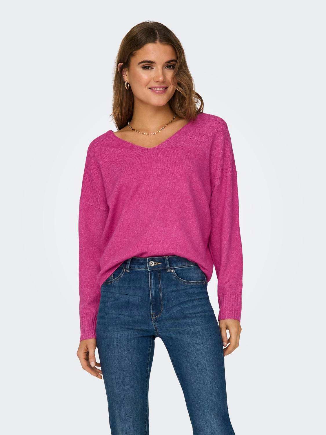 ONLY V-Ausschnitt-Pullover »ONLRICA LIFE L/S V-NECK PULLO KNT NOOS« mit V-Ausschnitt