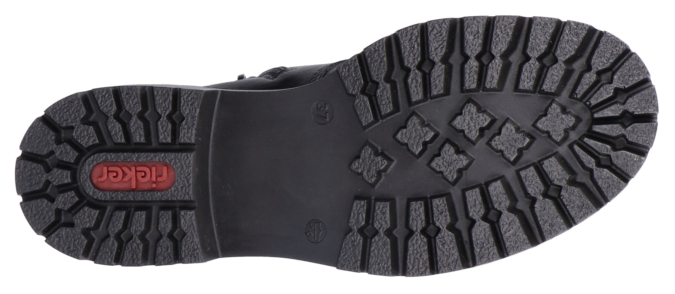 Rieker Schnürstiefelette, Schnürboots, Blockabsatz, Innenreissverschluss und Nietenverzierung