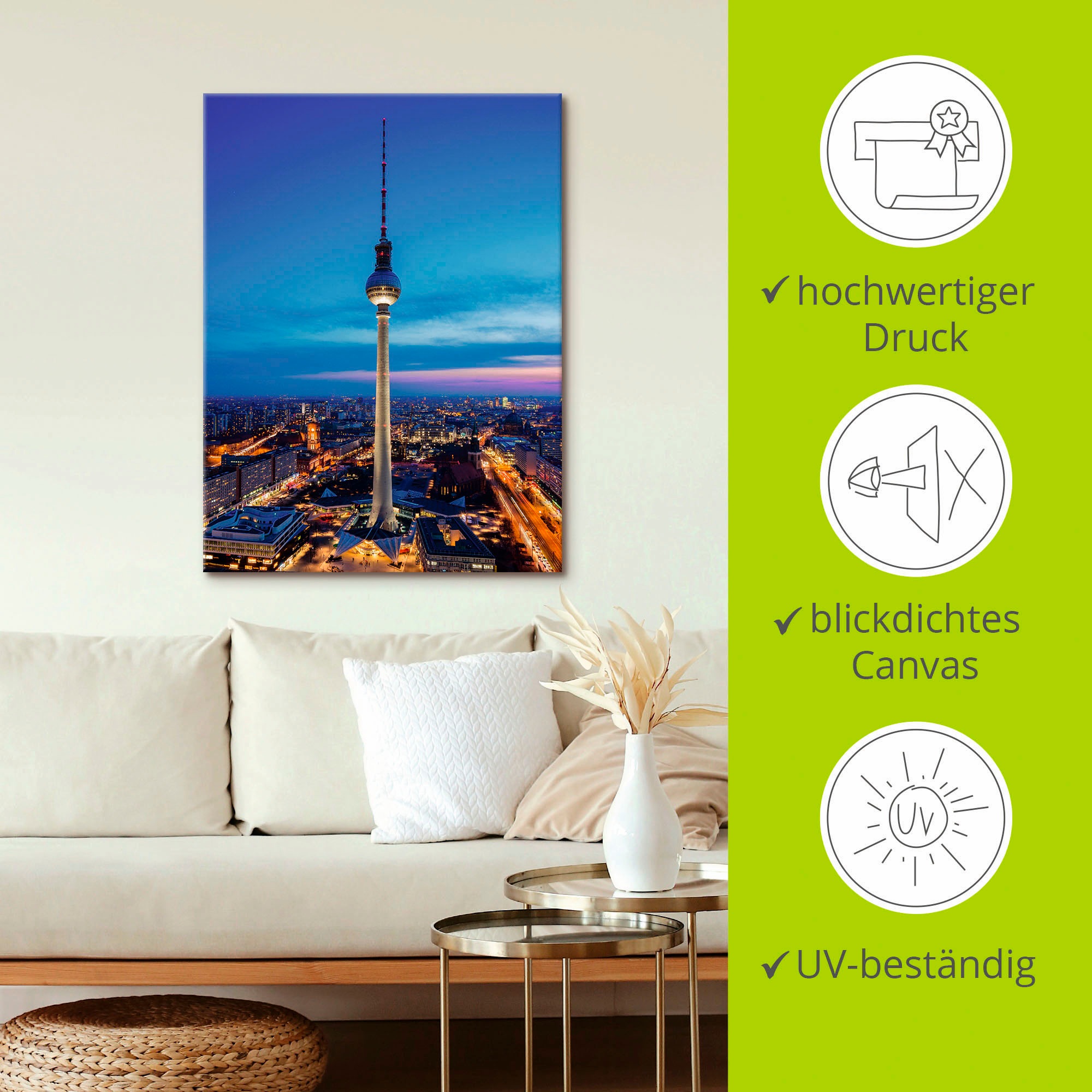 Artland Wandbild »Berlin Fernsehturm«, Deutschland, (1 St.), als Leinwandbild in verschied. Grössen
