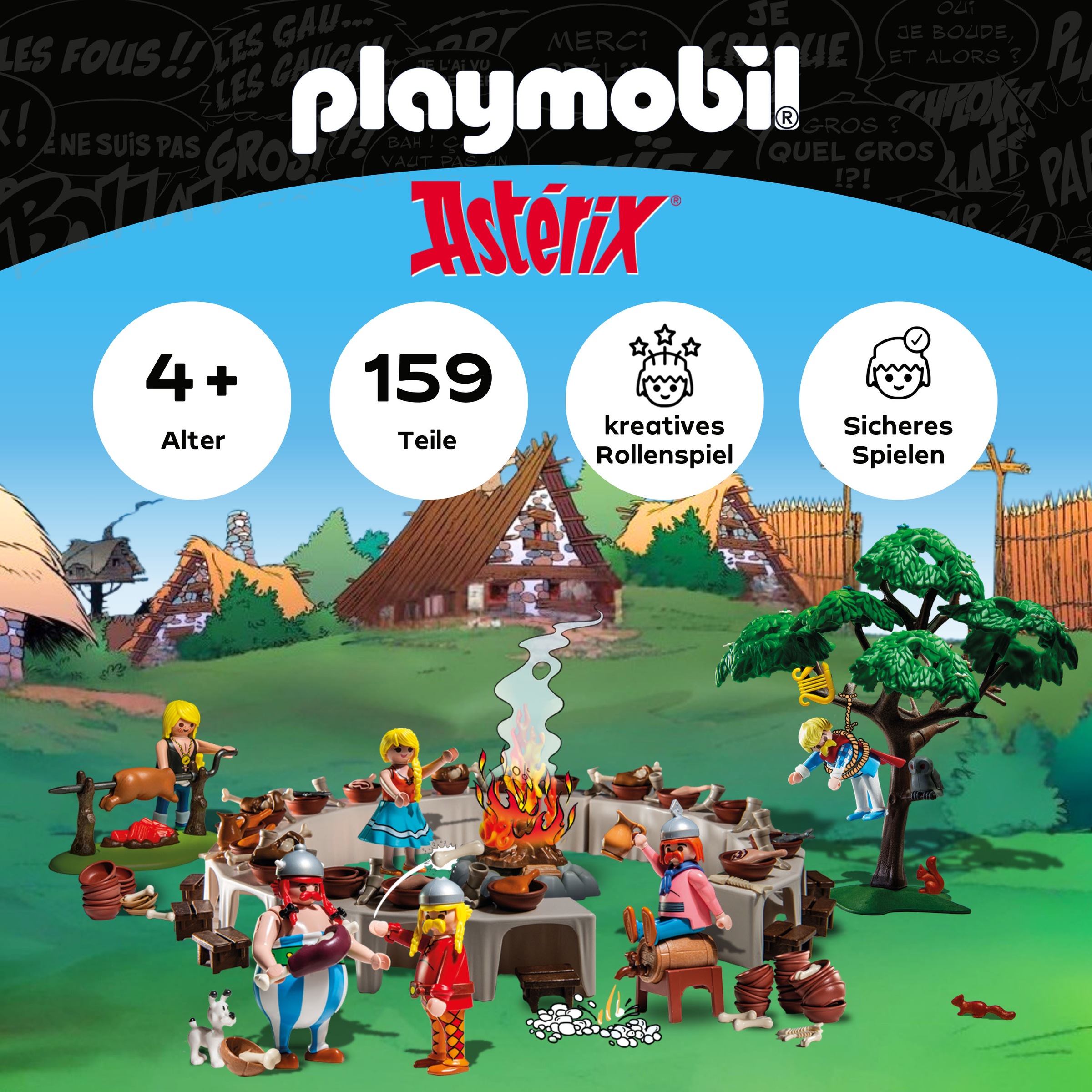 Playmobil Konstruktions-Spielset "Asterix: Das Dorfbankett (71827), Playmobil Asterix" Made in Europe
