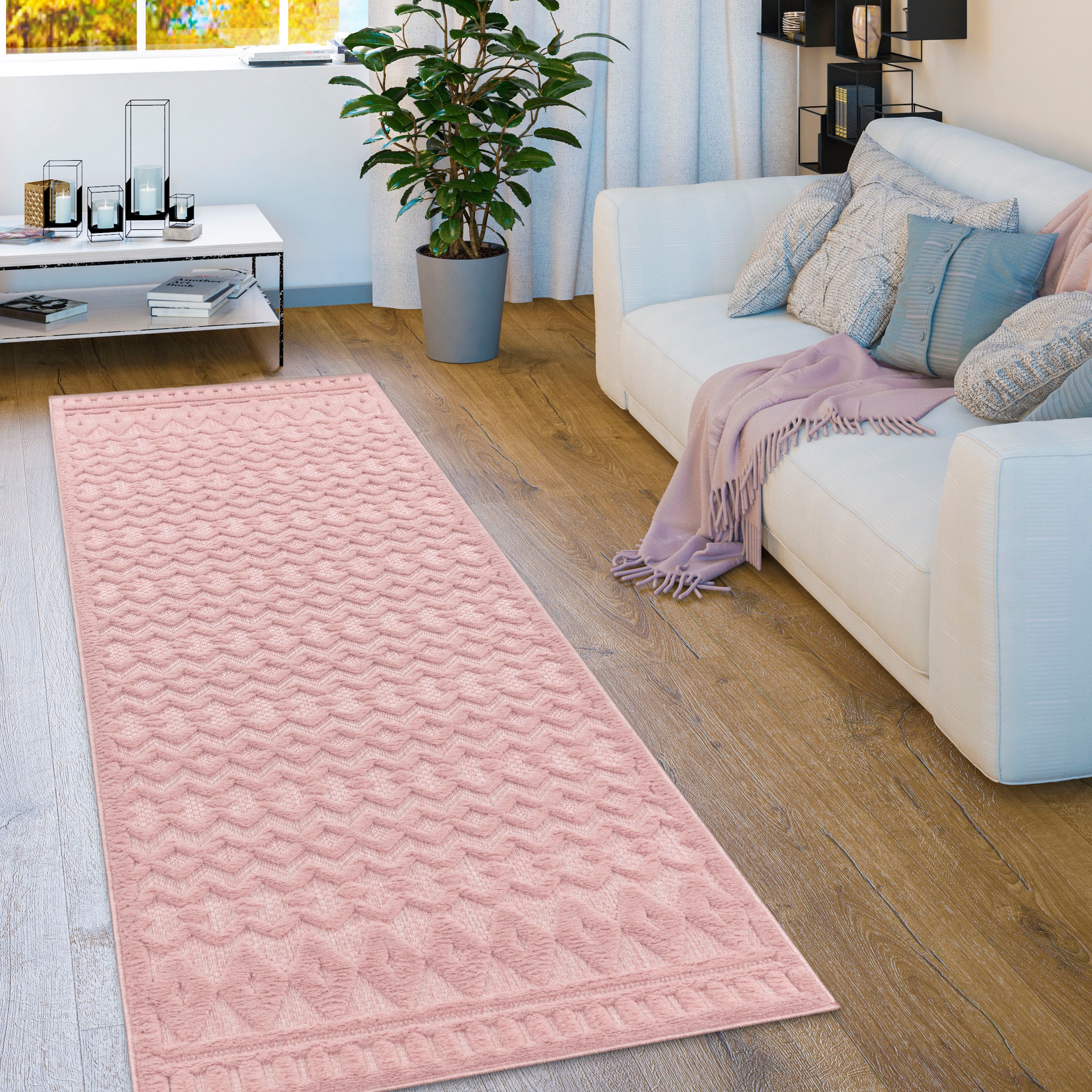 Paco Home Teppich »Livorno 671«, kaufen geeignet online | Effekt, Muster, Outdoor Rauten rechteckig, Scandi, Jelmoli-Versand Hoch-Tief Uni-Farben