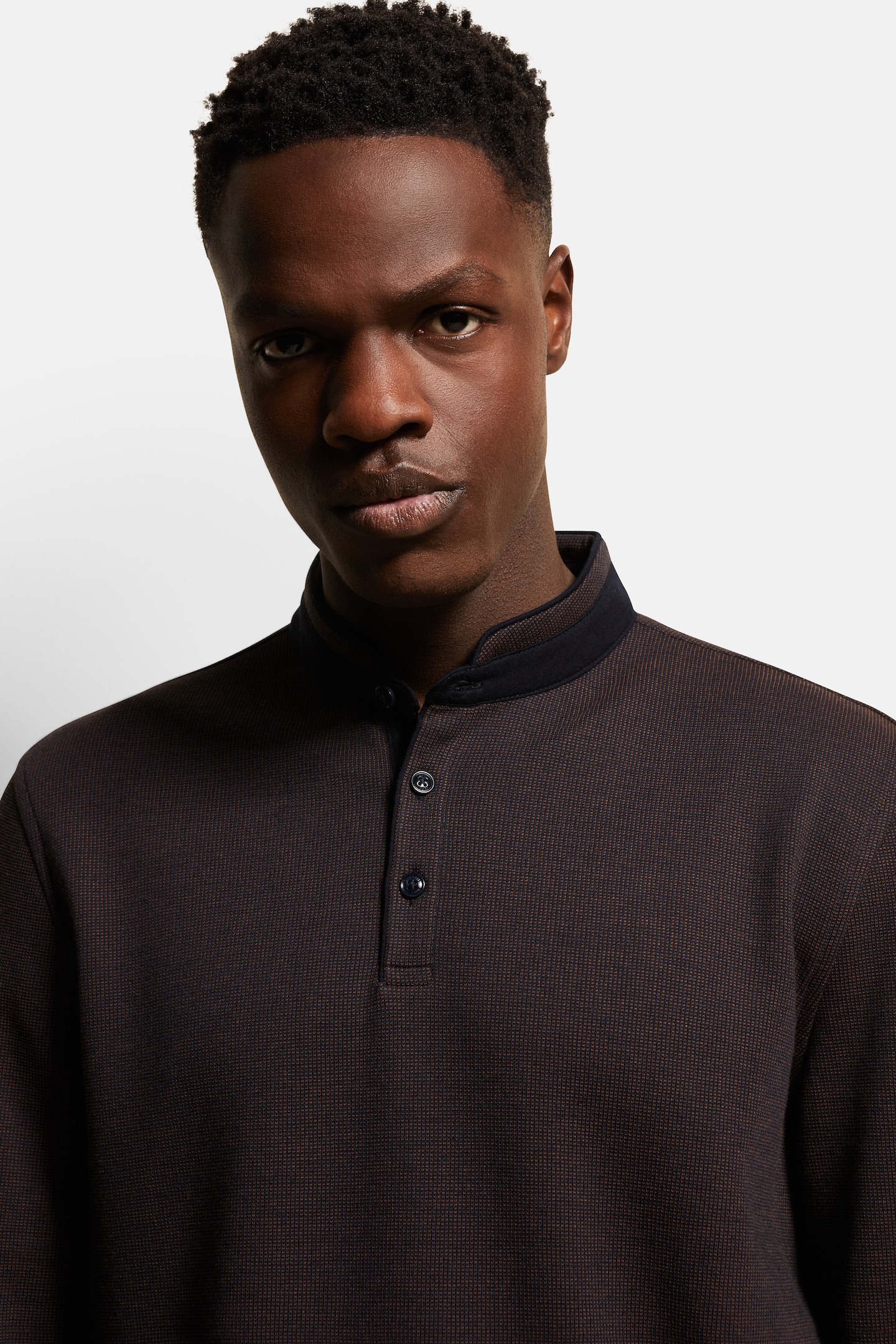 bugatti Langarm-Poloshirt, mit Stehkragen