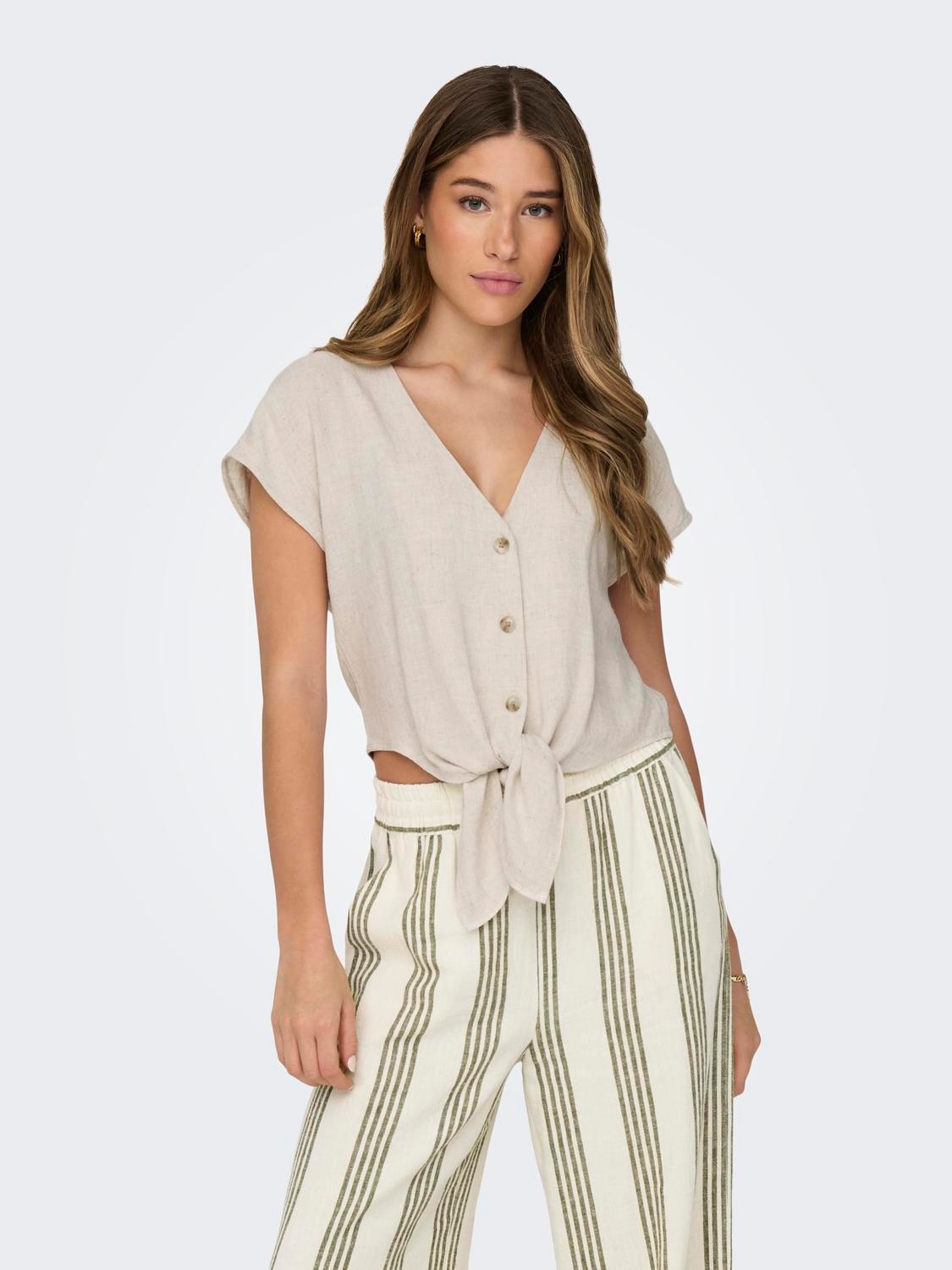 ONLY Kurzarmbluse »ONLSIESTA SS KNOT LIN BL SHIRT PNT NOOS«