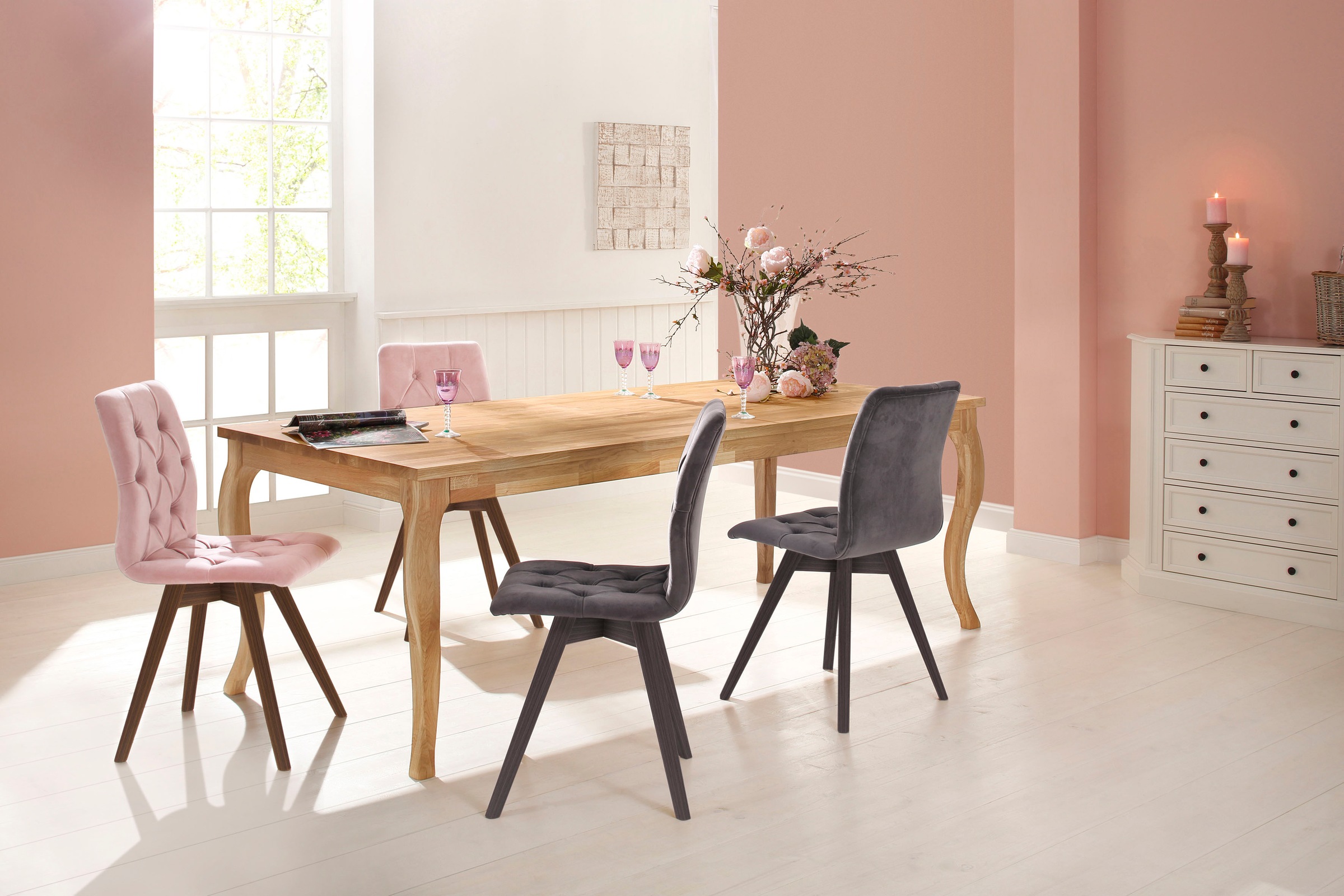 OTTO home Esszimmerstuhl "Rania" (Set) 2 Stk.mit Massivholzbeinen