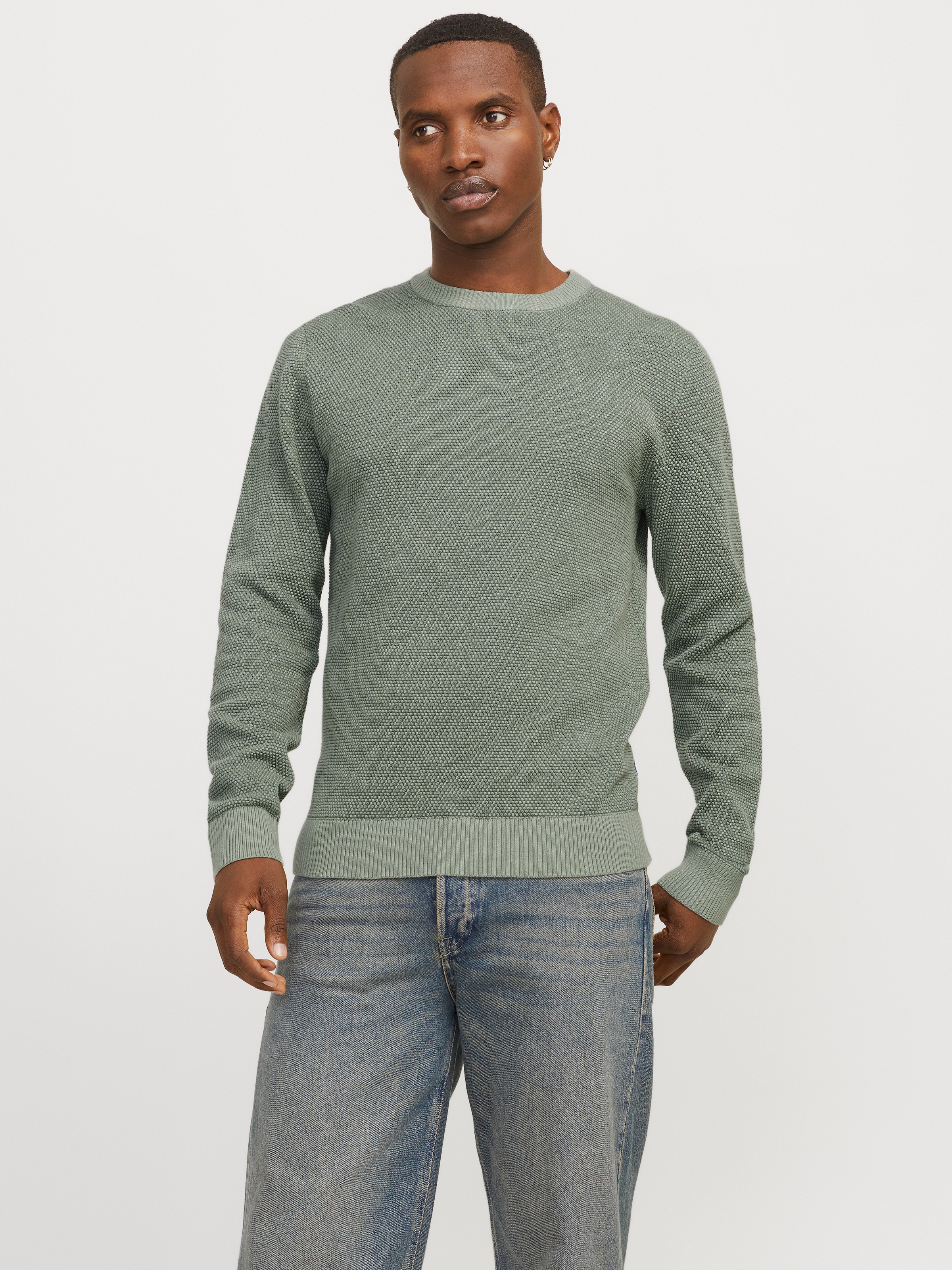 Jack & Jones Rundhalspullover »JJEGLOBE KNIT CREW NECK NOOS« in Strick Optik