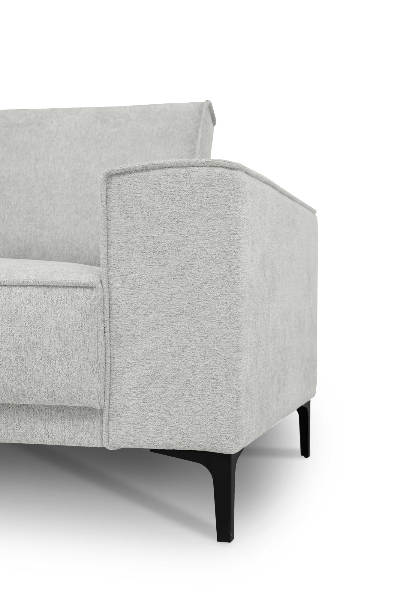 Places of Style Ecksofa »Polsterecke Oland, Struktur, Flachgewebe, Luxus-Microfaser, Boucle«, L-Form, 289 cm, Wellenunterfederung, Skandi-Design, Metallfüsse