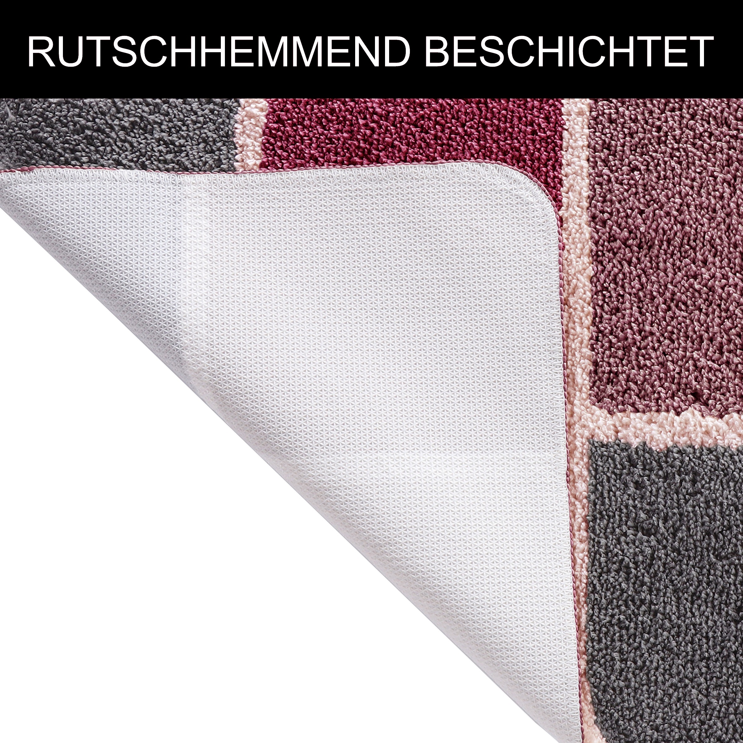 my home Badematte »Anna mit Kachelmuster, Badvorleger, Badezimmer Teppich, Duschvorleger«, rutschhemmend beschichtet, strapazierfähig, Badteppich, Hoch-Tief Effekt, Modern, Weich
