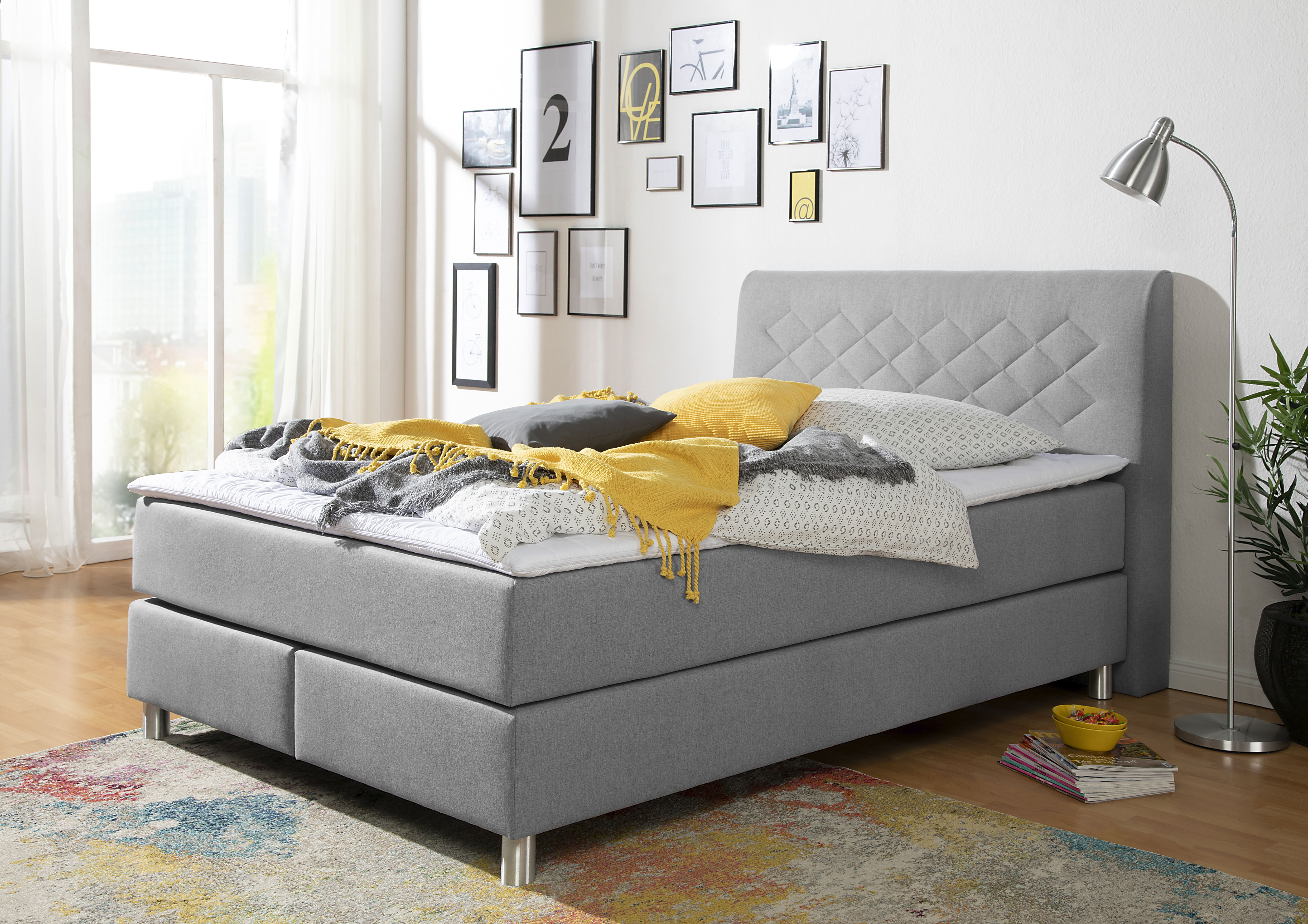 Home affaire Boxspringbett "Parla" incl. Topper, 4 Farben in 4 Breiten, 2 Härtegraden, 3 Matratzenarten