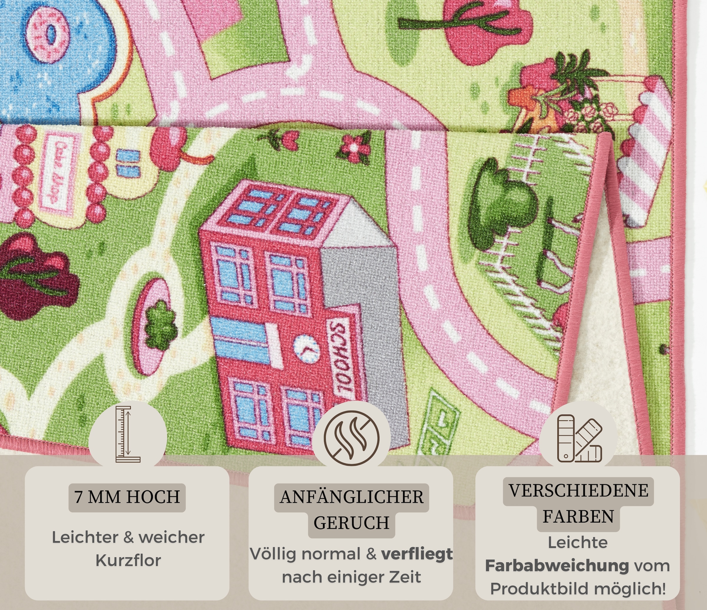 HANSE Home Kinderteppich »Sweettown«, rechteckig, 7 mm Höhe, Kurzflor, Strassen-Spielteppich, Spielunterlage, Kinderzimmer